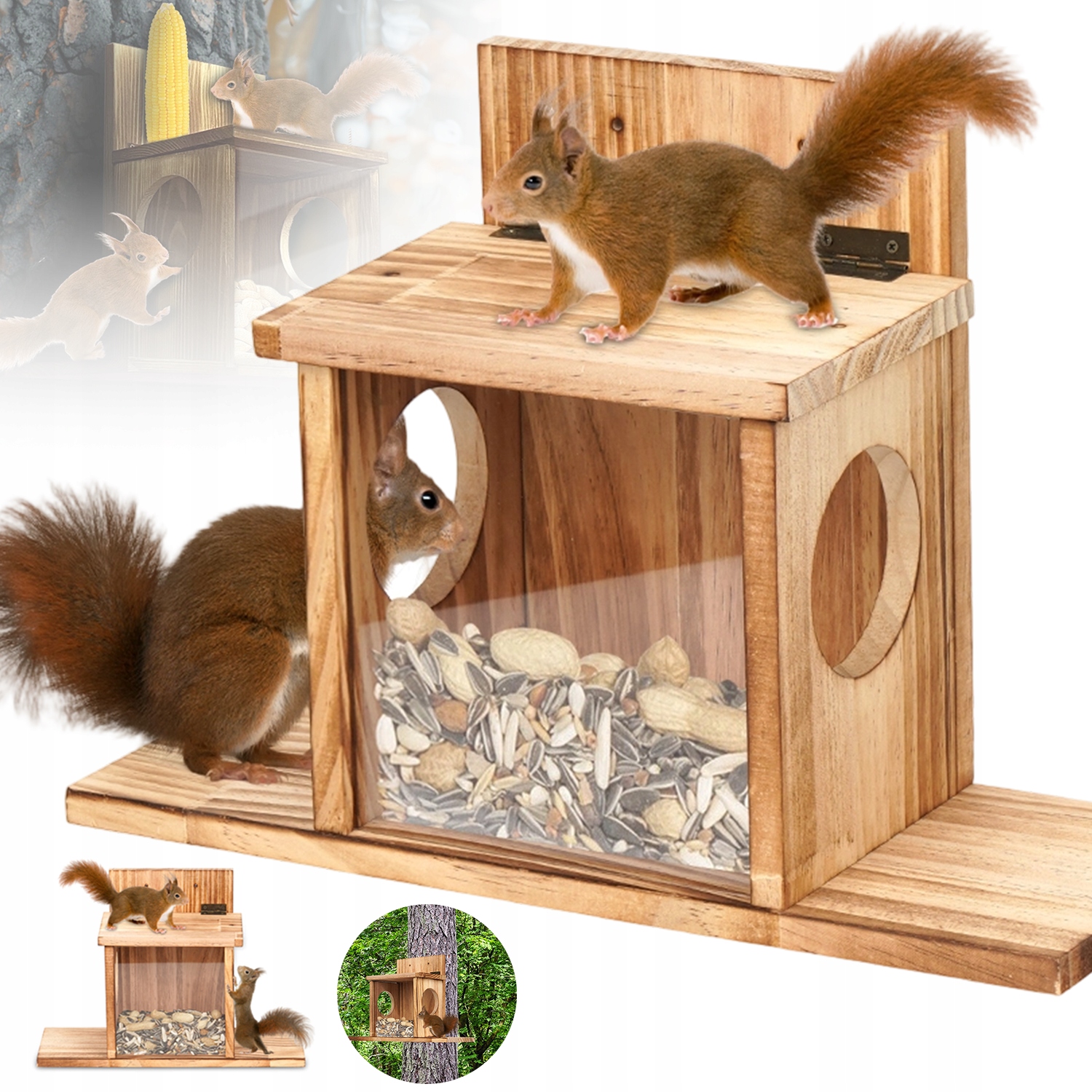Krmítko Pro Veverky S Podavačem A Víkem Pro Zahradu A Pozorovací Park