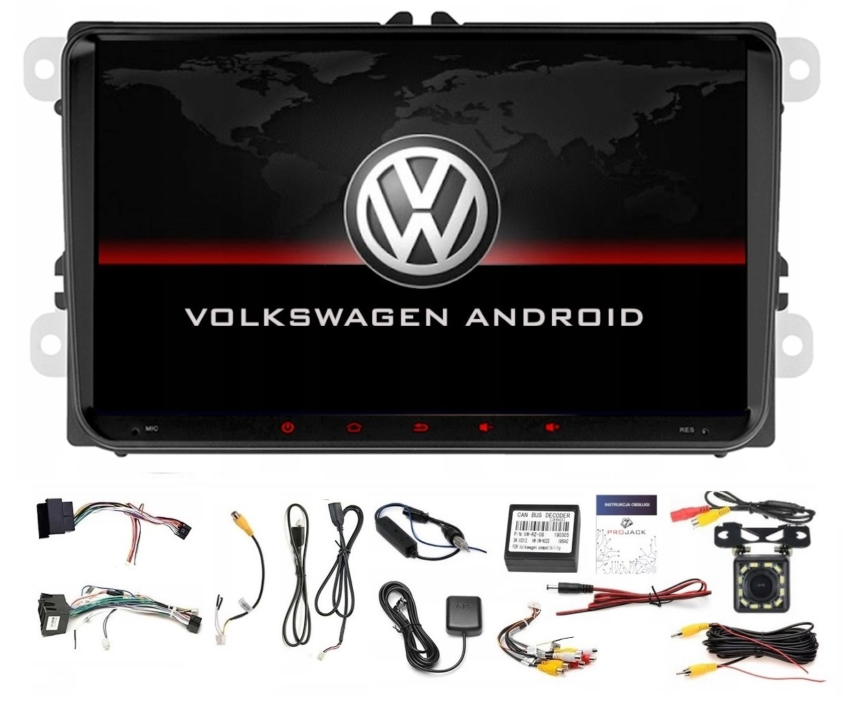 Rádio Navigácia Gps Android Vw Golf VI 2003-2012 Usb Wifi Carplay 2/64 Gb