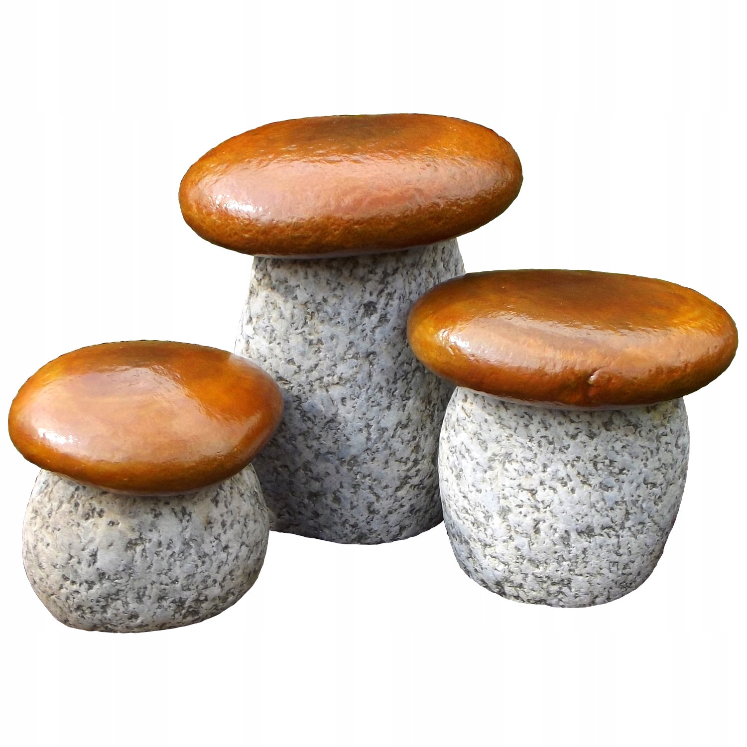 

komplet 3 sztuki grzybki figurki ogrodowe