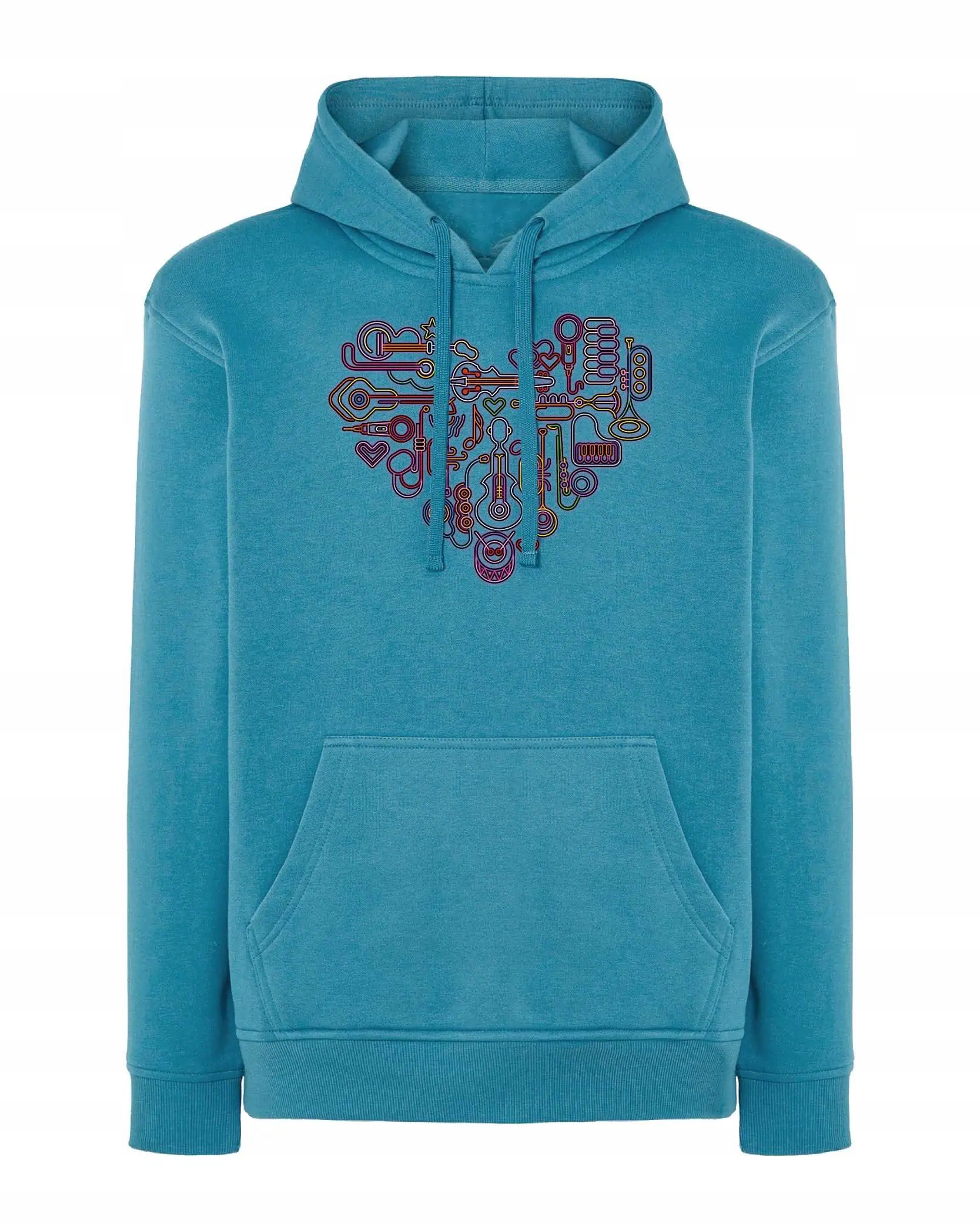 Mikina s kapucí Srdce z nástrojů Hudba Modrá XL