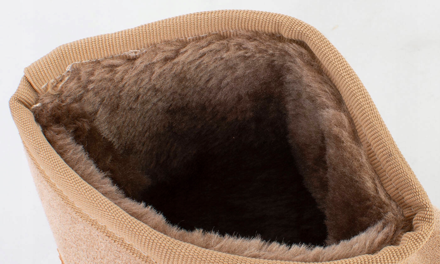 ŚNIEGOWCE BEŻOWE OCIEPLANE KHAKI BOTKI NA PLATFORMIE 40 Materiał wkładki inny