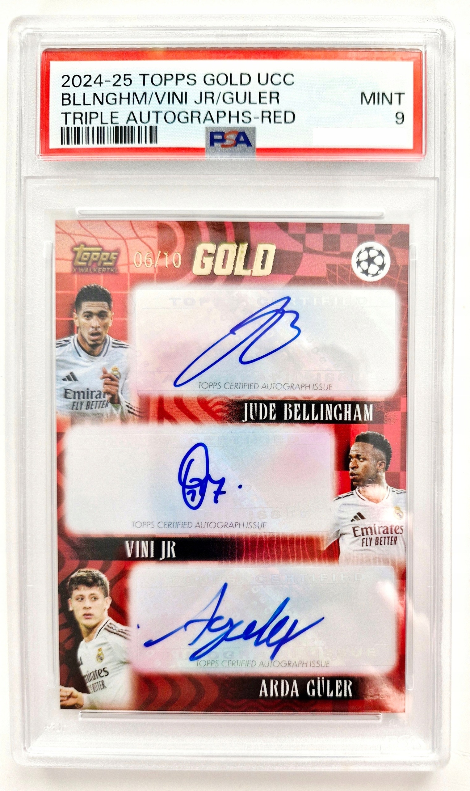 Bellingham Vini Jr Guler 6/10 Topps Gold 2024/25 Psa 9 Real 3 Autografy!!!