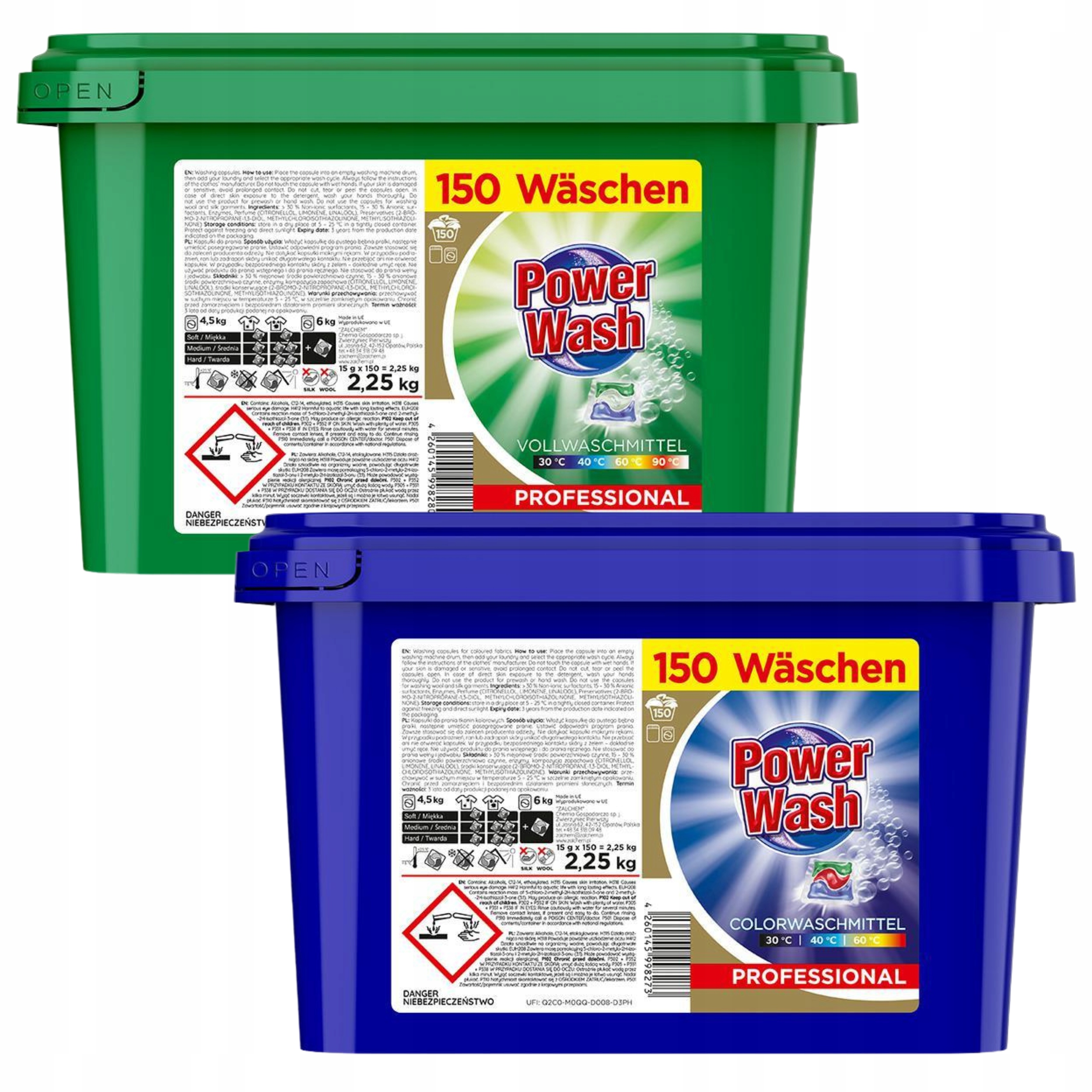 Levně Kapsle na praní Komplet XXL Power Wash Color Universal 2x150 Ks