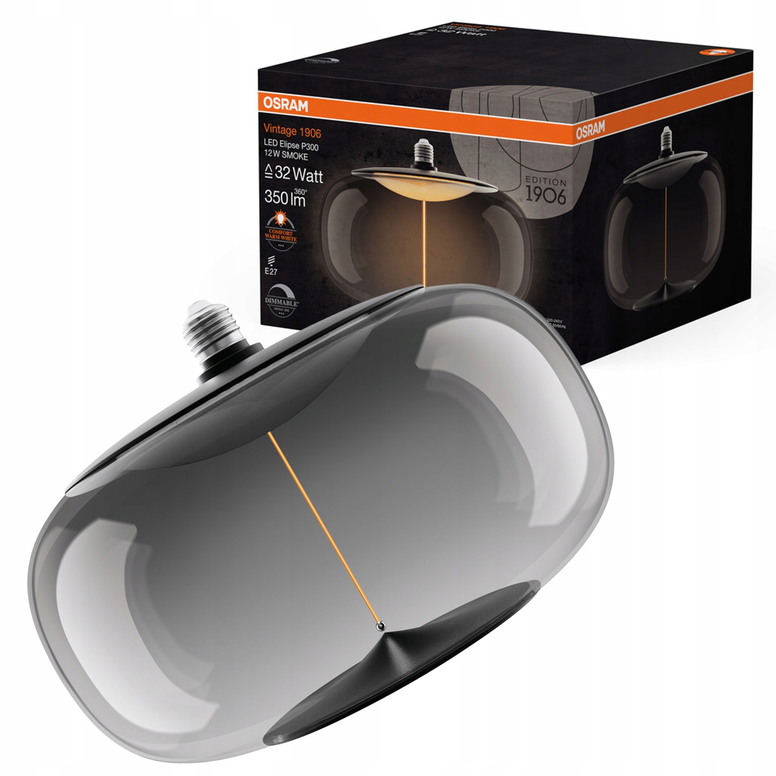 Led žiarovka E27 12W 32W 350lm 1800K dymová Filament Vintage 1906 Osram