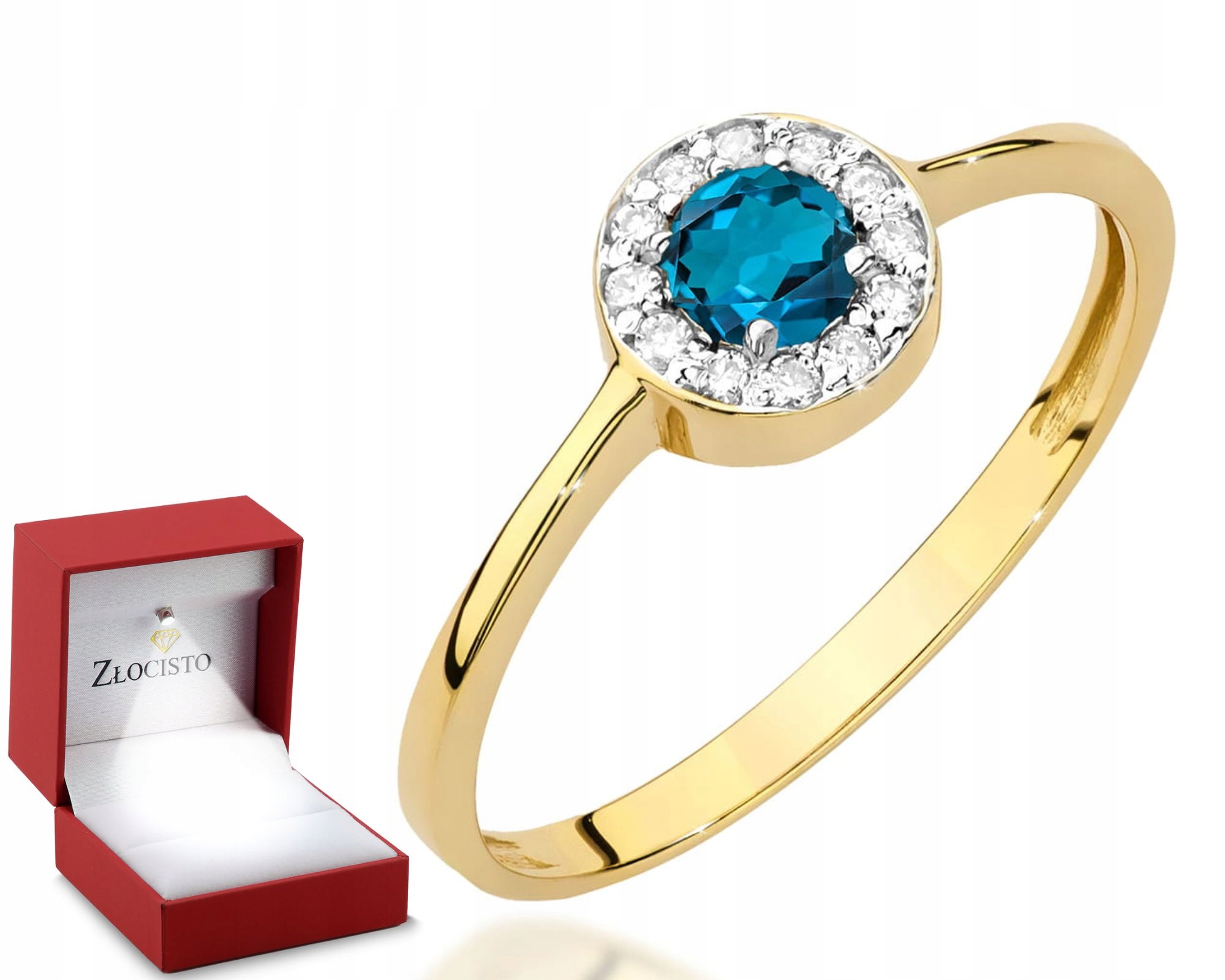 Zlatý Prstýnek Žluté Zlato S Topazem A Diamanty Gravírování 585 Dárek