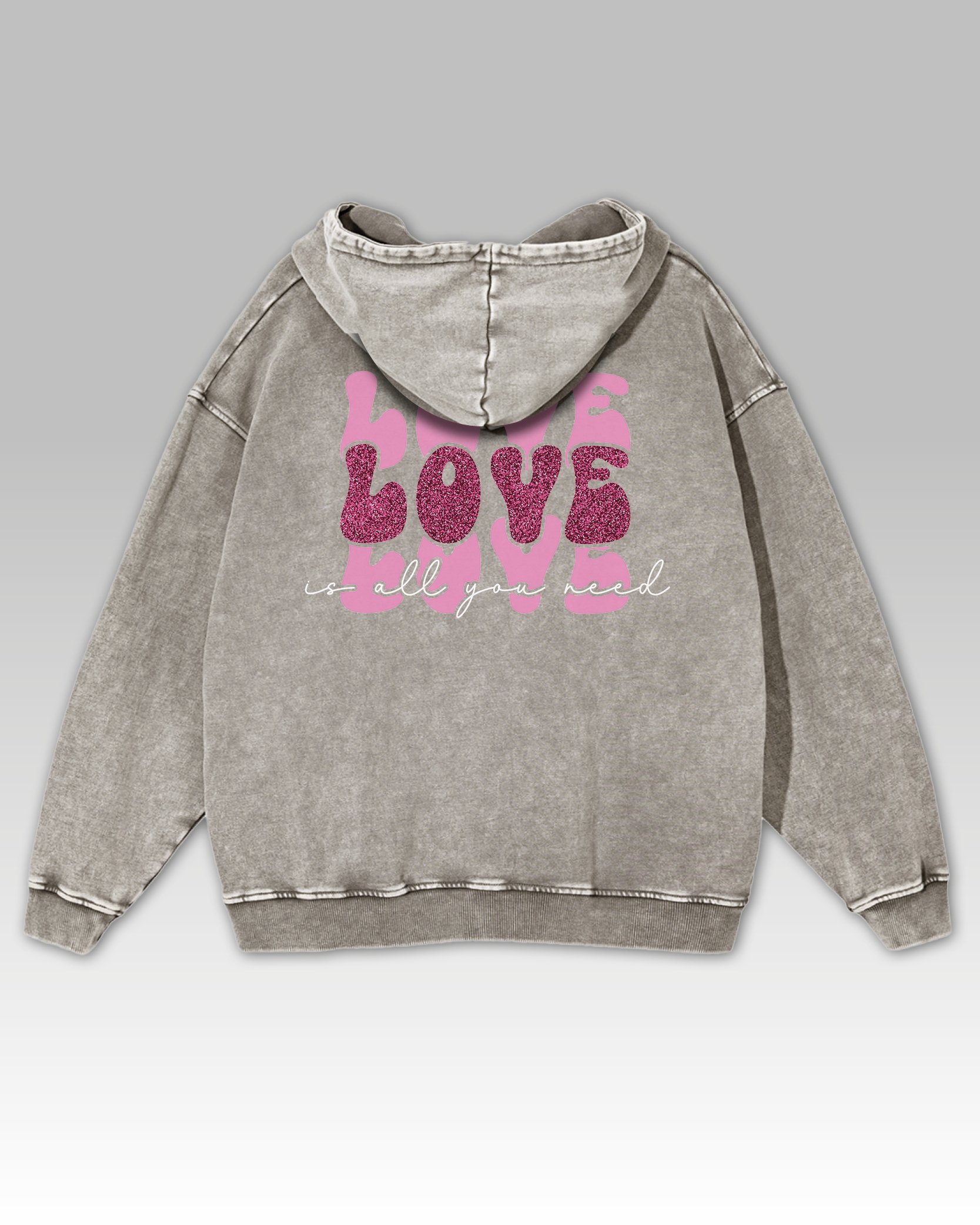 Mikina Love is all You Need Láska Oversize Inspitující Sprana Šedá XL