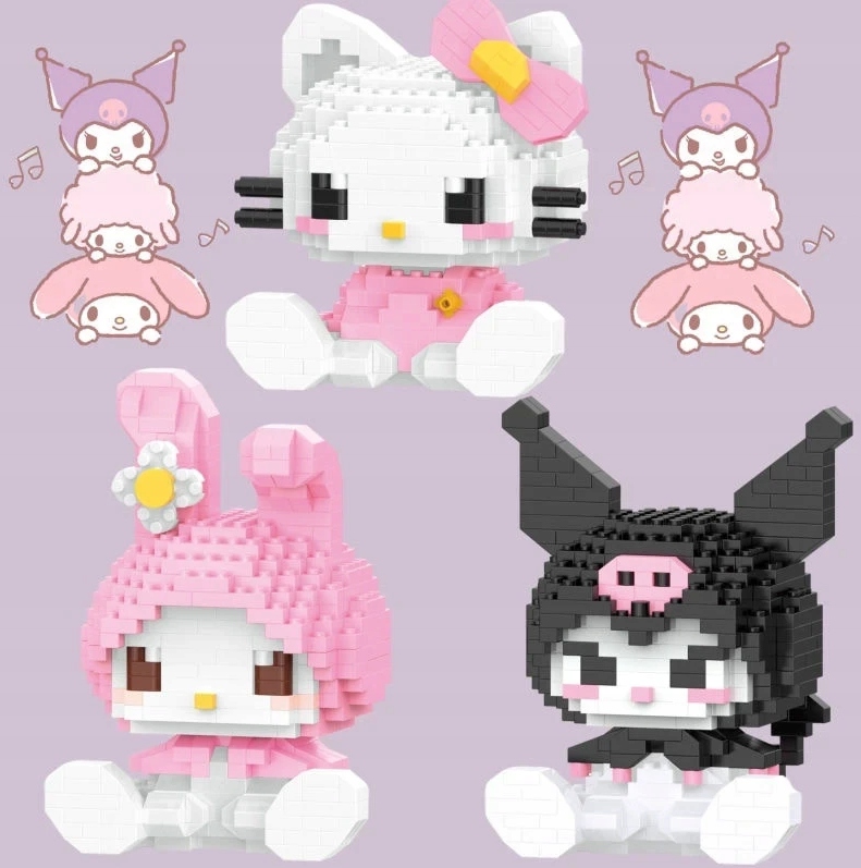 Klocki Hello Kitty Kotek Figurka Kuromi Duży Box Pudełko 396 elementów Marka inna