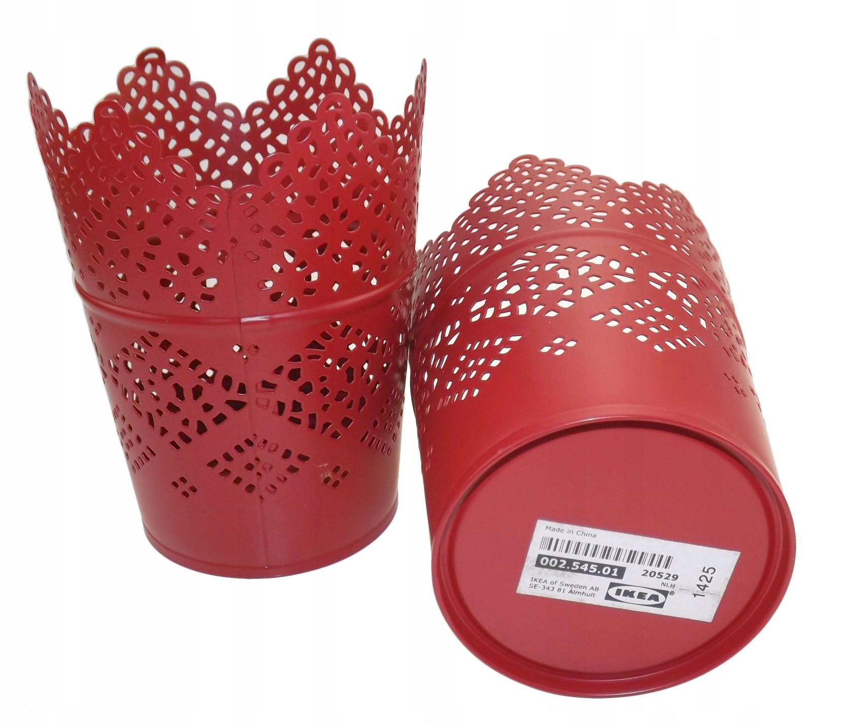 Doniczka osłonka metal ażur czerwona 11,4x 6,7x8,7