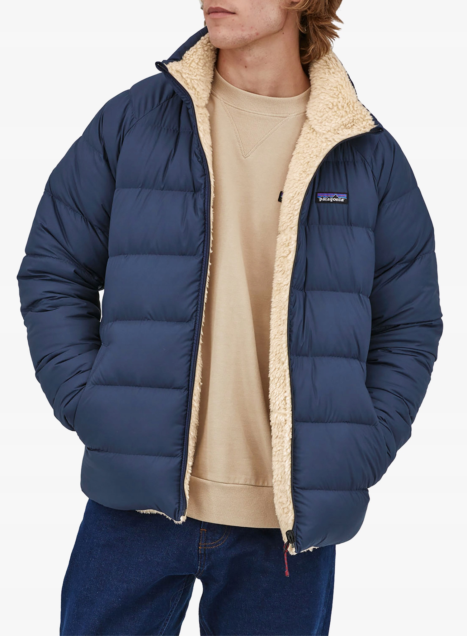 Péřová bunda Patagonia Reversible Silent Down Jacket new navy S