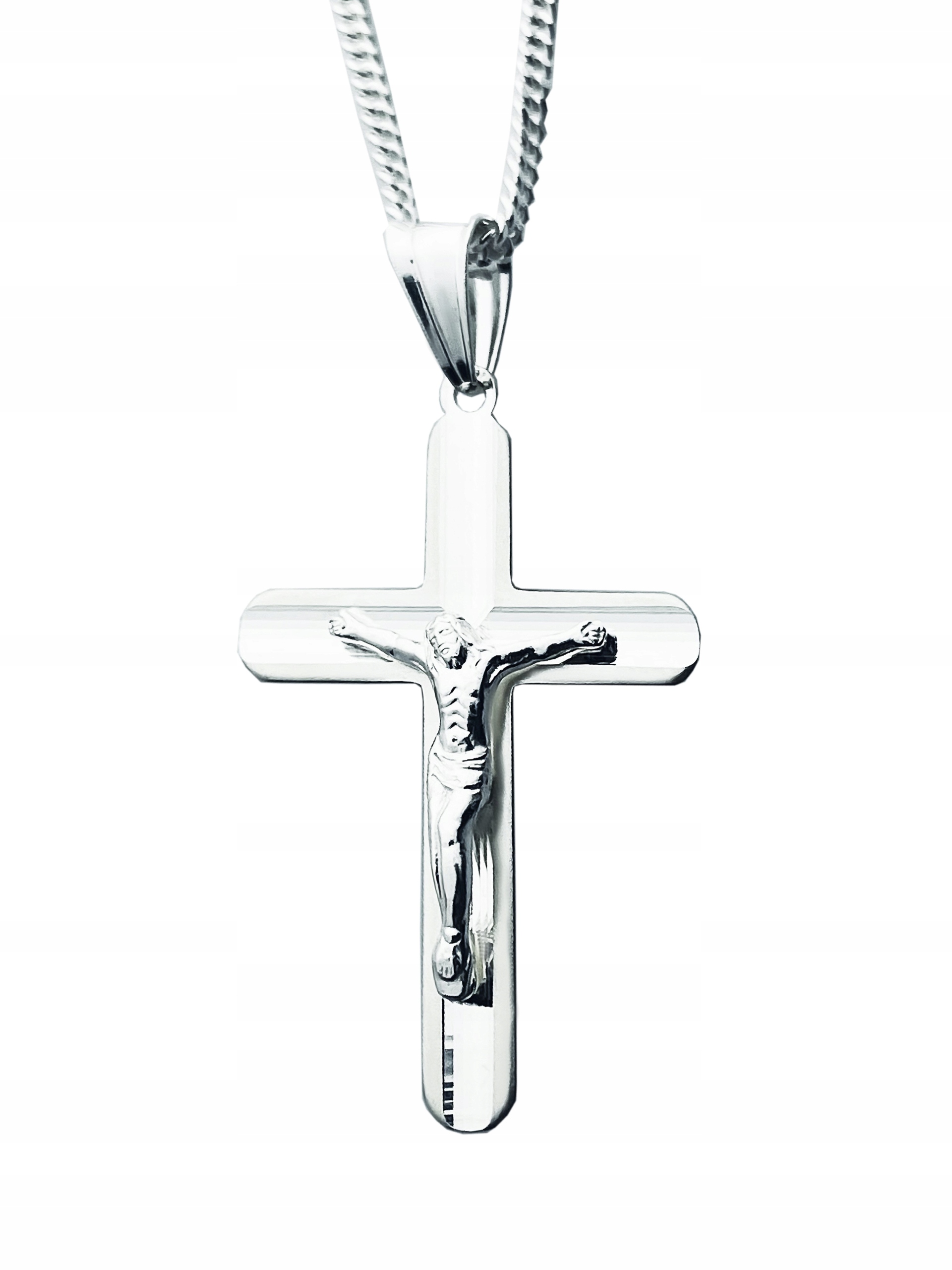 Stříbrný komplet náhrdelník řetízek pancíř křížek Ježíš Kristus