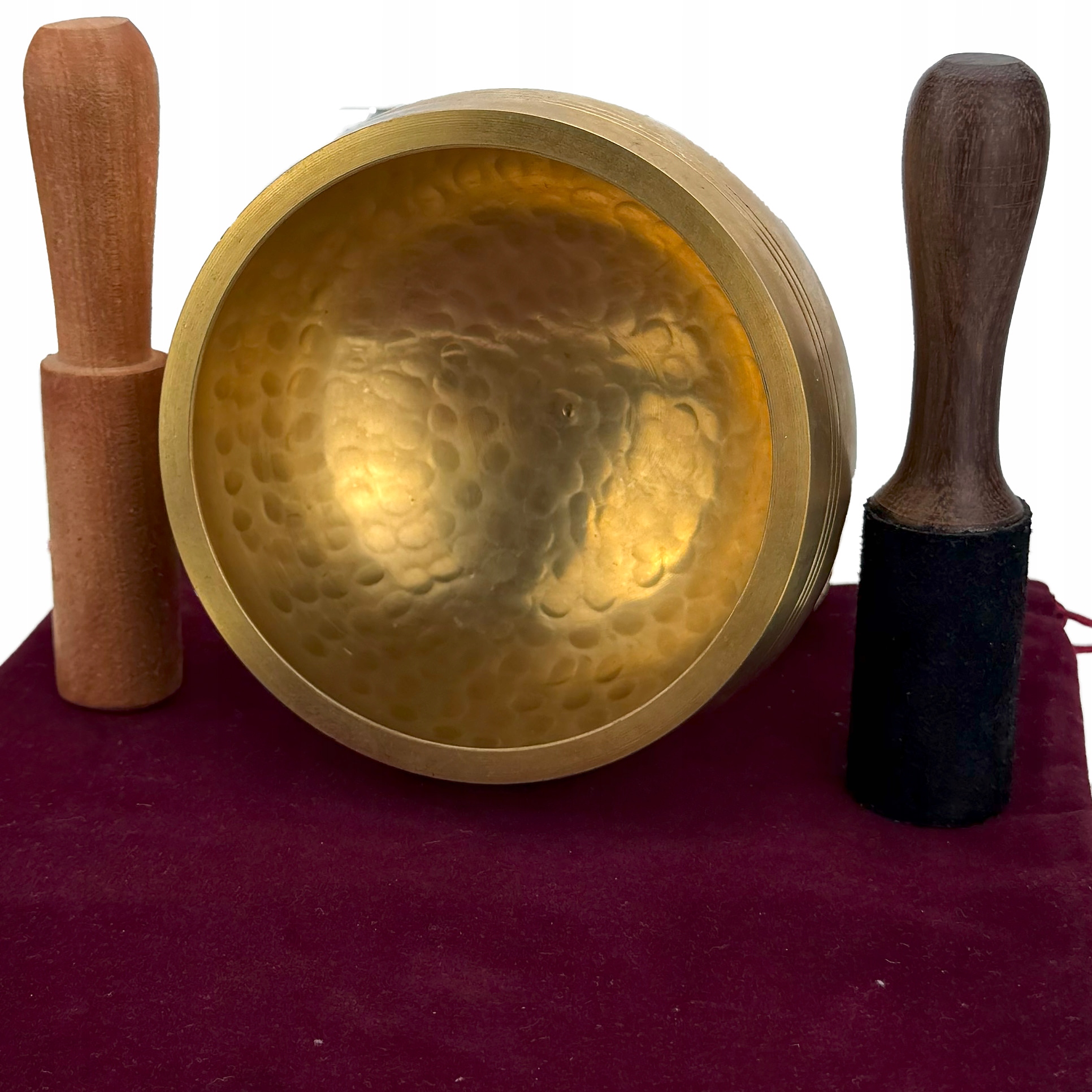 Tibetská zpívající mísa 11,5 cm vínový velurový sáček 2 tyčinky