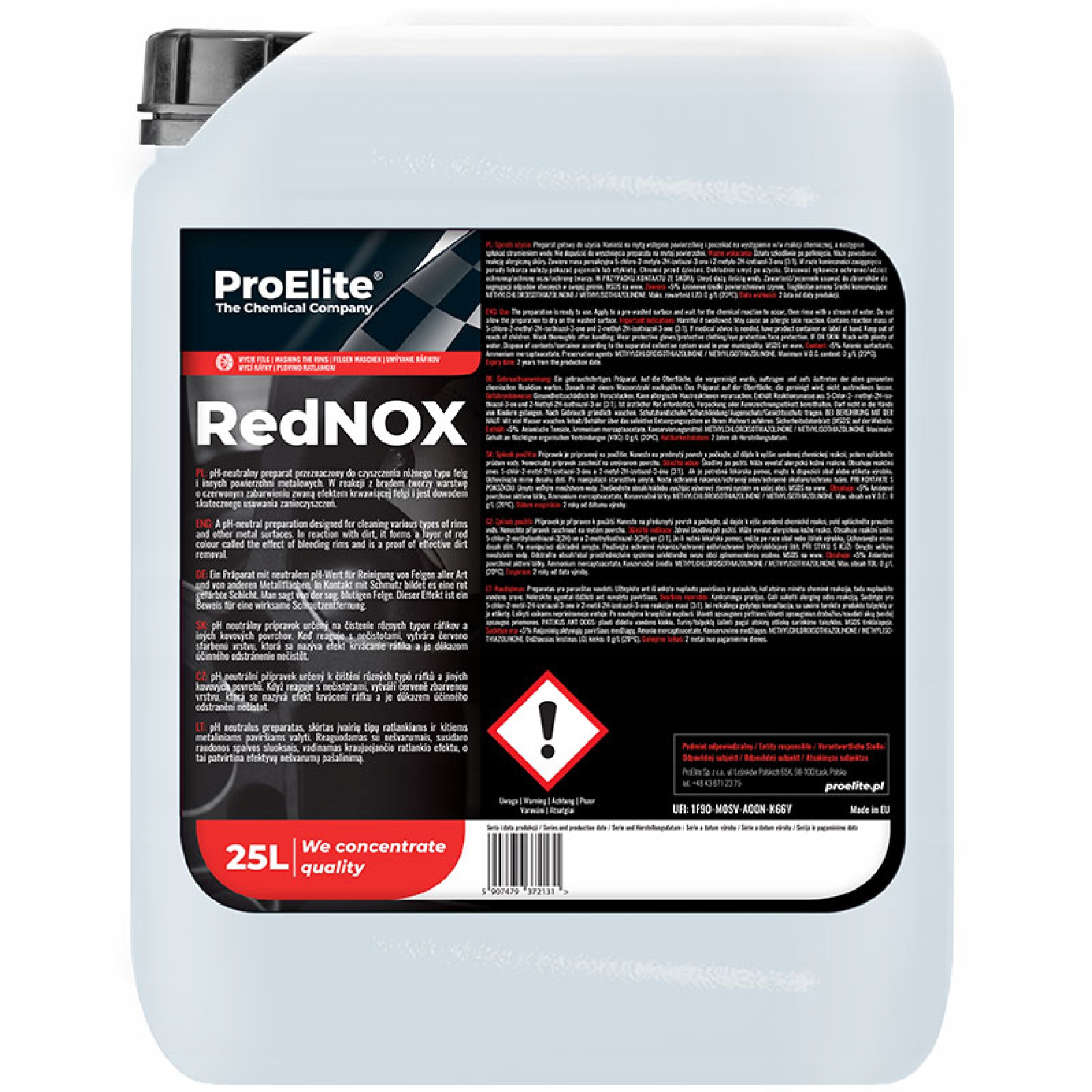 ProElite RedNOX płyn deironizer do felg lakieru neutralne pH 25L