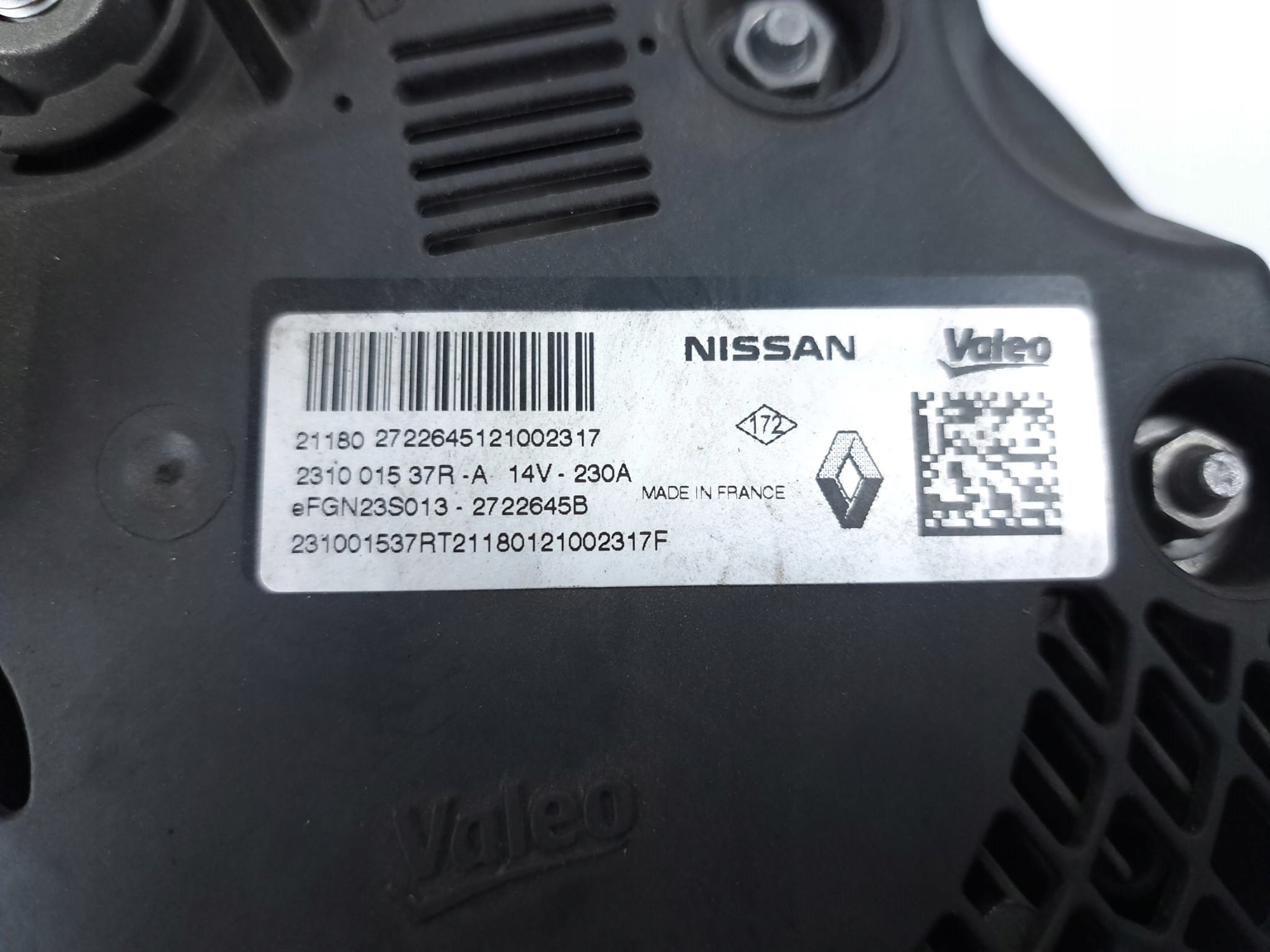 alternator RENAULT KOLEOS MASTER TALISMAN TRAFIC 2.0 2.3 DCI 231001537R