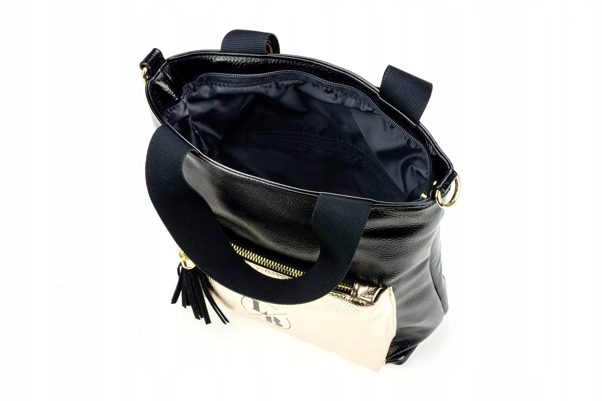 TOREBKA DAMSKA SHOPPER LISTONOSZKA A4 LAURA BIAGGI TORBA NA RAMIĘ Z PASKIEM Kolor beżowy