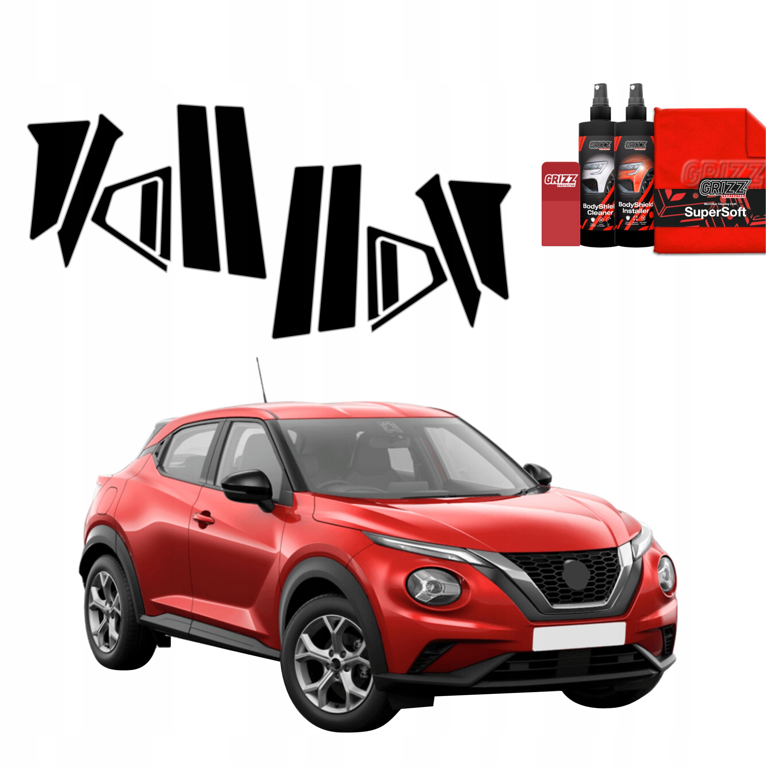 10v1 Černá fólie na sloupky pro Nissan Juke Facelift (2024-2025)