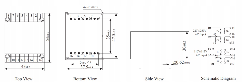 PU3018B-10VA-115V*2/15V*2 Transformator EAN (GTIN) 7730356045266