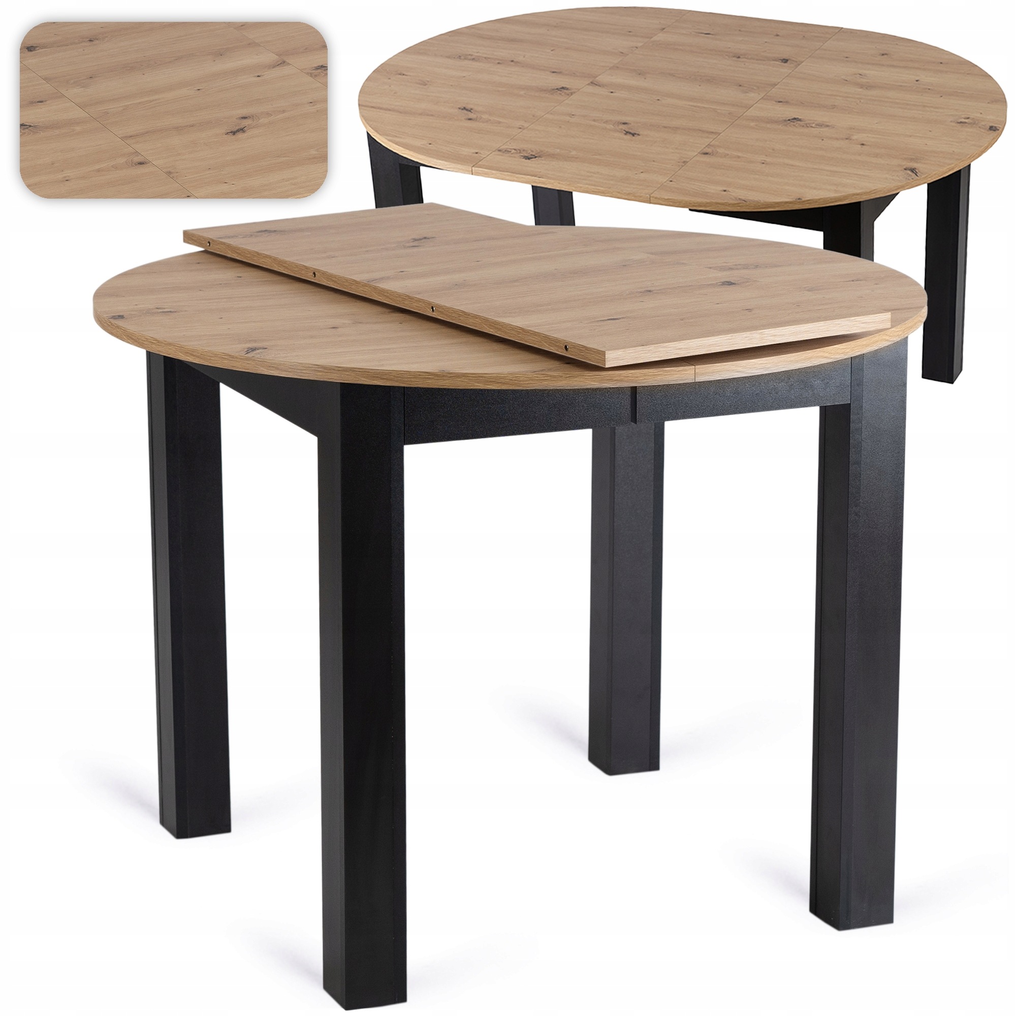 Rozkládací stůl Kulatý Kuchyňský stůl do jídelny Obývací pokoj Dub Artisan Harry 102/142