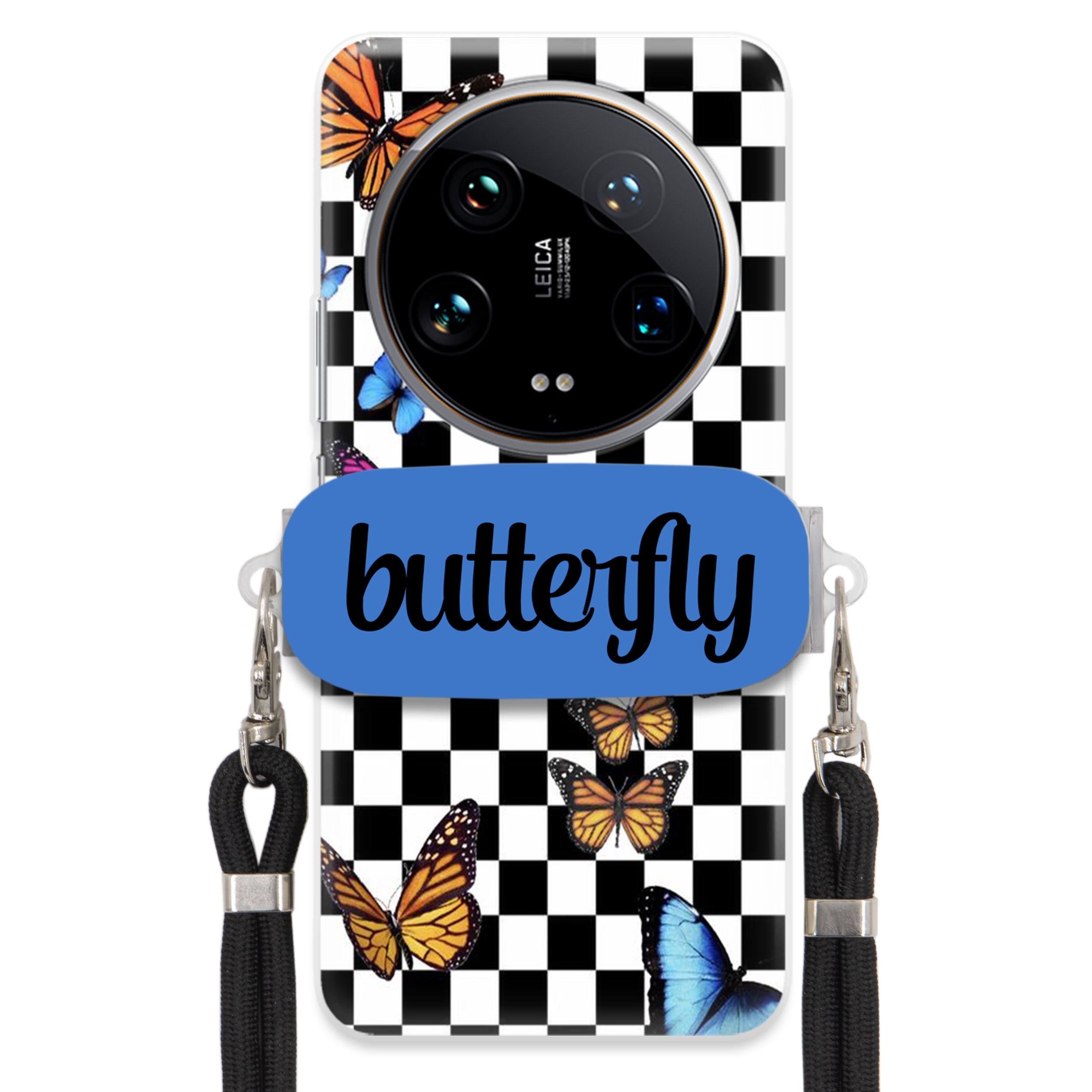 Pouzdro Pro Xiaomi 14 Ultra Case Obdélníkový Držák Vodítka Butterfly Motýli