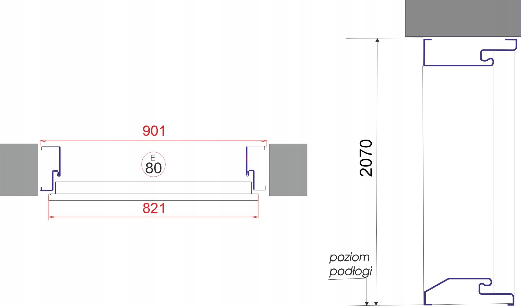 Drzwi wejściowe GEREDA 55mm Płaskie Winchester Lewe 80 na zewnątrz Strona lewe