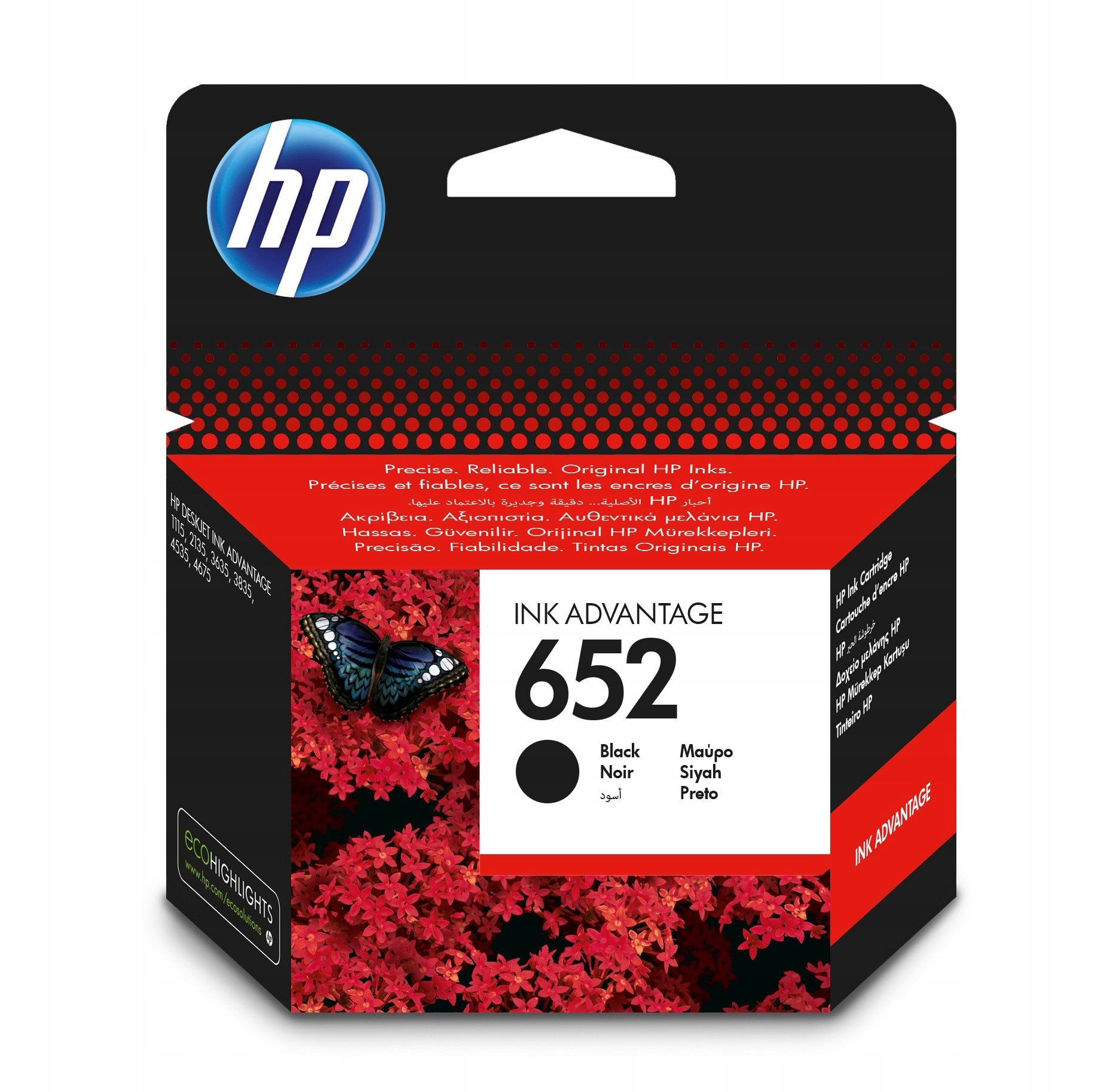 Hp tusz 652 black (czarny) F6V25AE