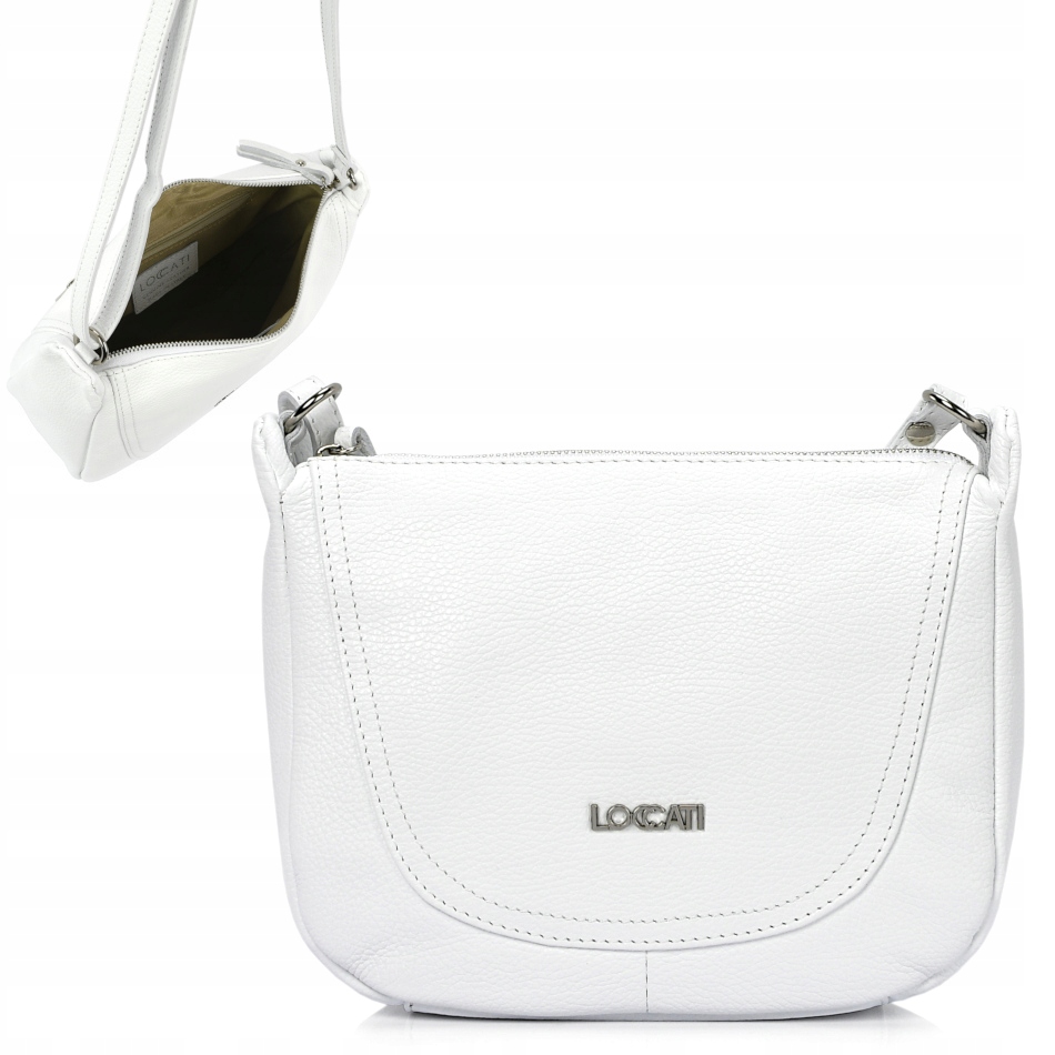 Torebka damska skórzana średnia listonoszka ze skóry naturalnej biała a5