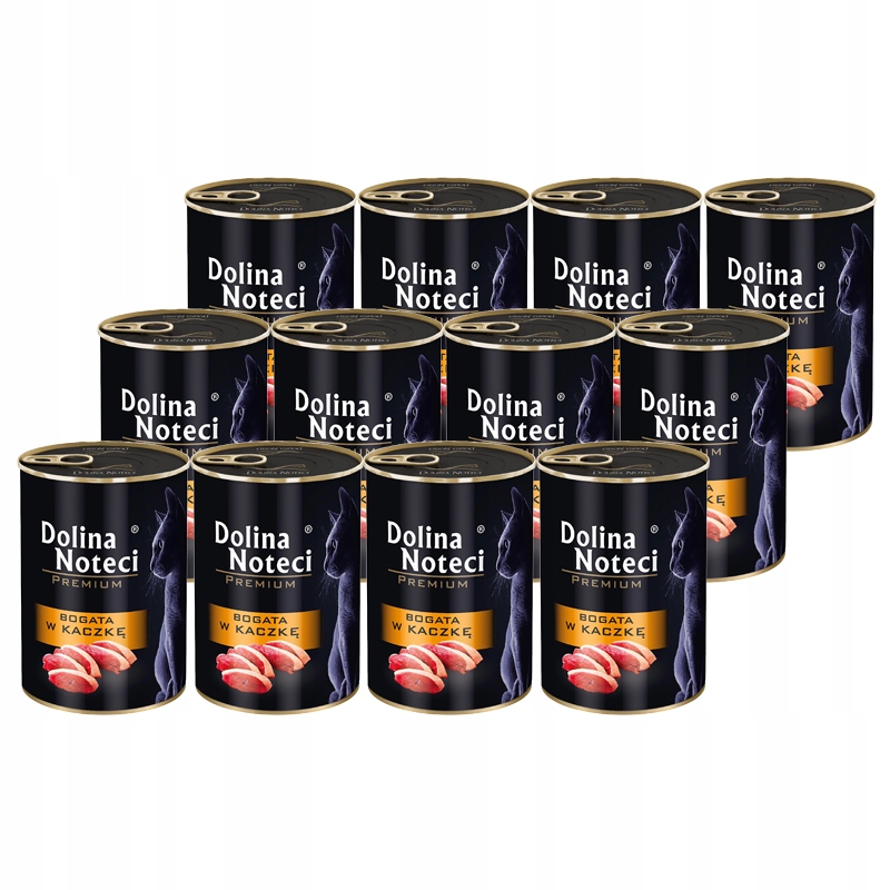 Levně Mokré krmivo pro kočky bohaté na kachnu Dolina Noteci Premium sada 12x 400g