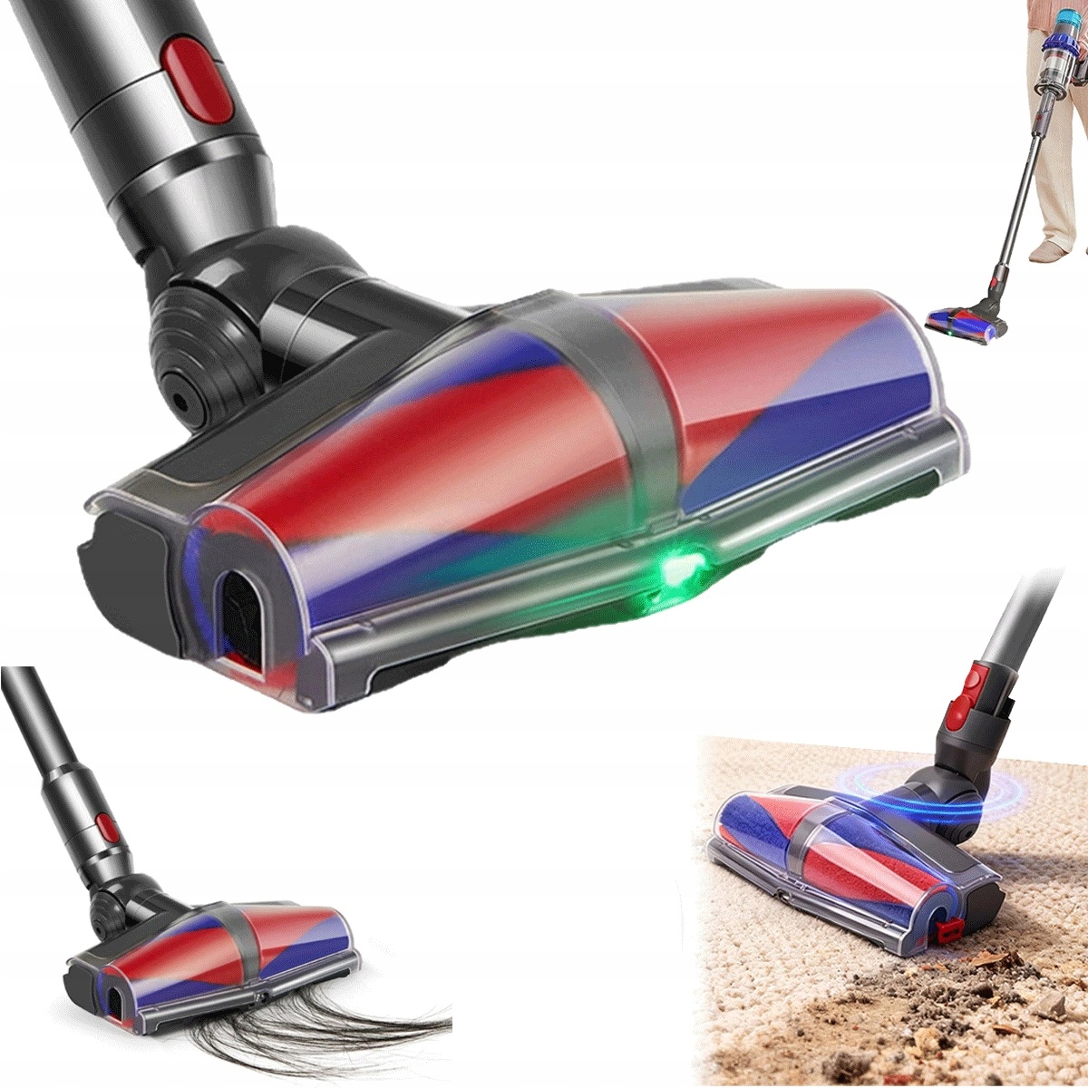 2 Motory Kartáč Pro Dyson V15 V11 V10 V8 V7 S Led Osvětlením Kartáč