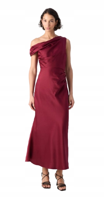 Jarlo Bordó Šaty Asymetrická Na Jedno Městské Ramínko 42 Kwq