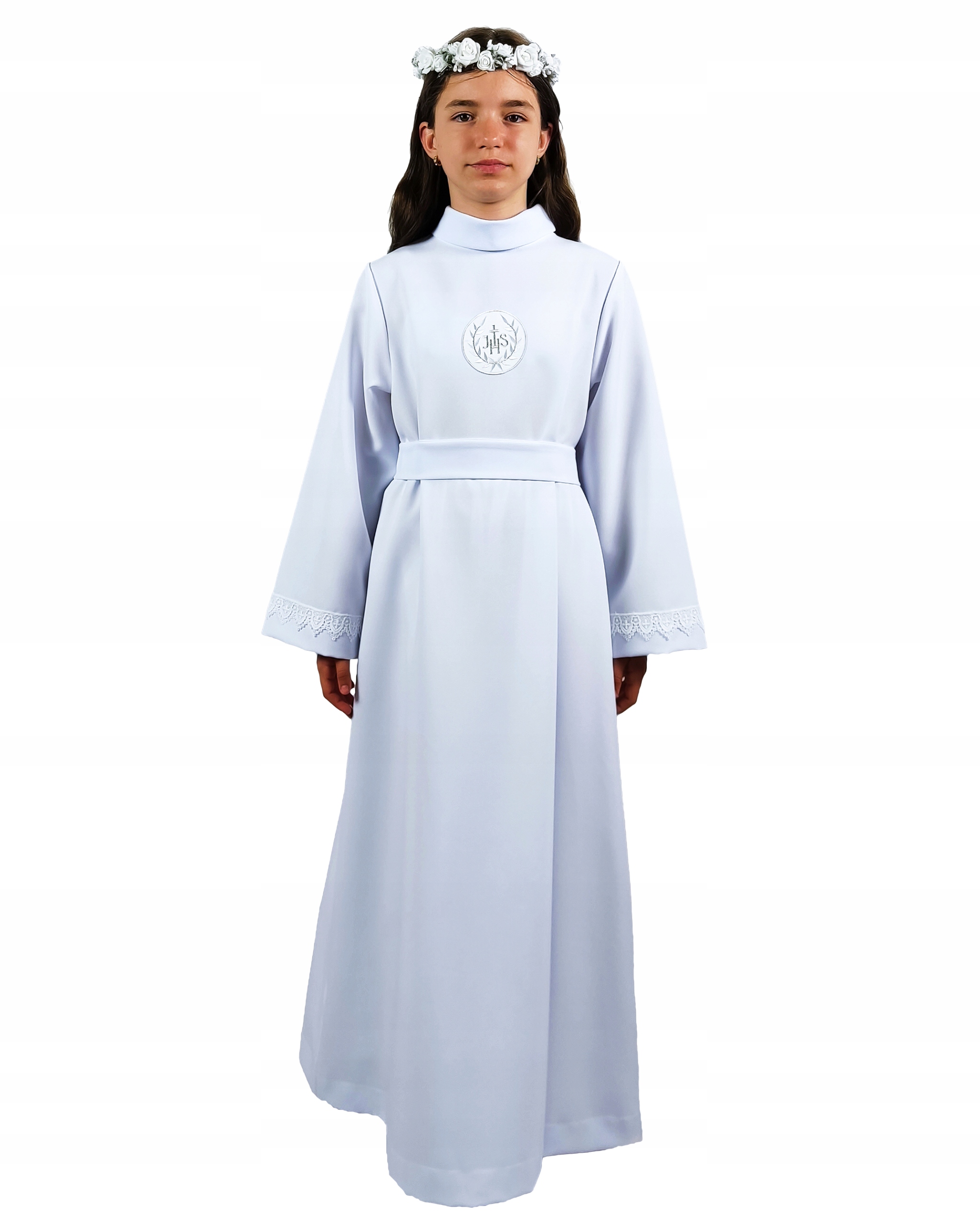 Alba komunijna - z szarfą dla dziewczynki - r. 128
