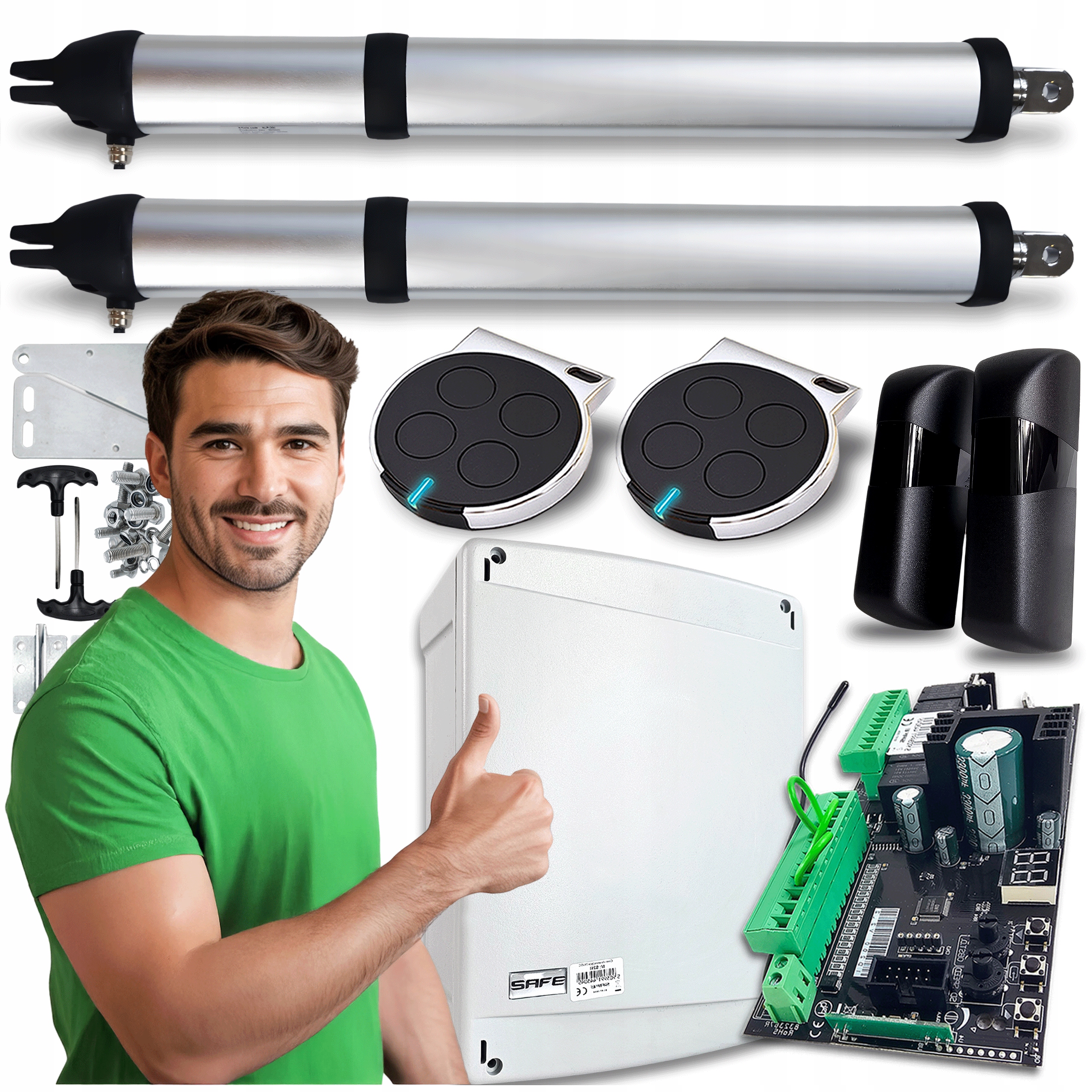 Set pohon pro Dvoukřídlou Bránu 8m ovladače pohon 200 kg Automat Slim