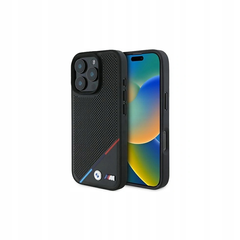 Pouzdro Bmw iPhone 16 Pro Hardcase M Perforated Tricolor MagSafe