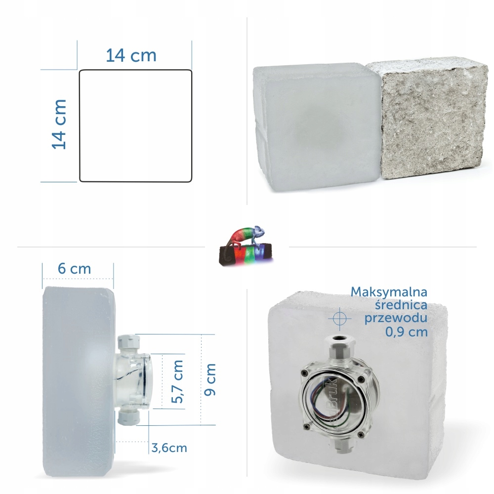 8x Kostka Brukowa LED 24V Akropol 14x14cm RGBW BC Liczba punktów światła 1