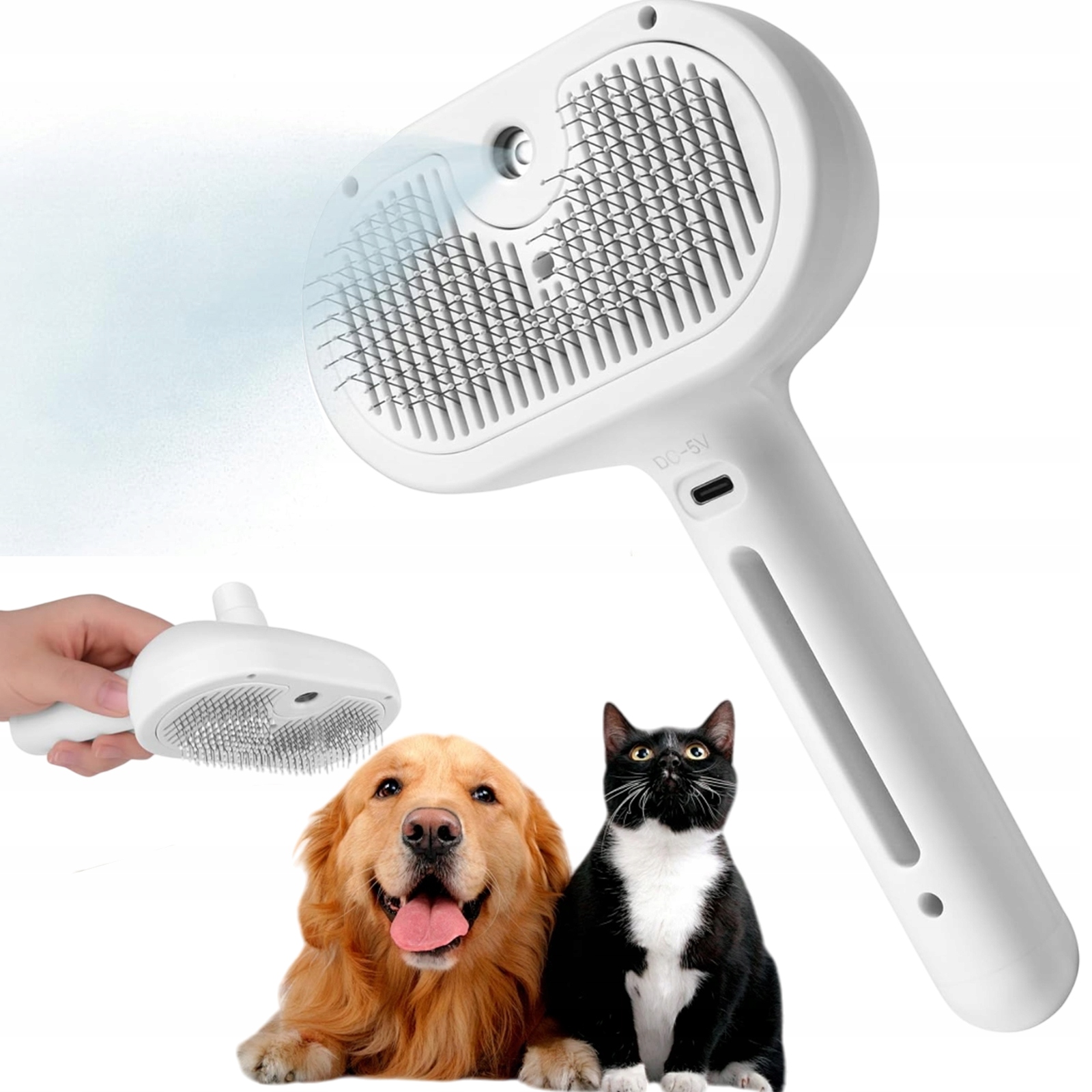 Levně Parní Kartáč Pro Psy A Kočky 3V1, Funkce Páry, Česání, Samočištění