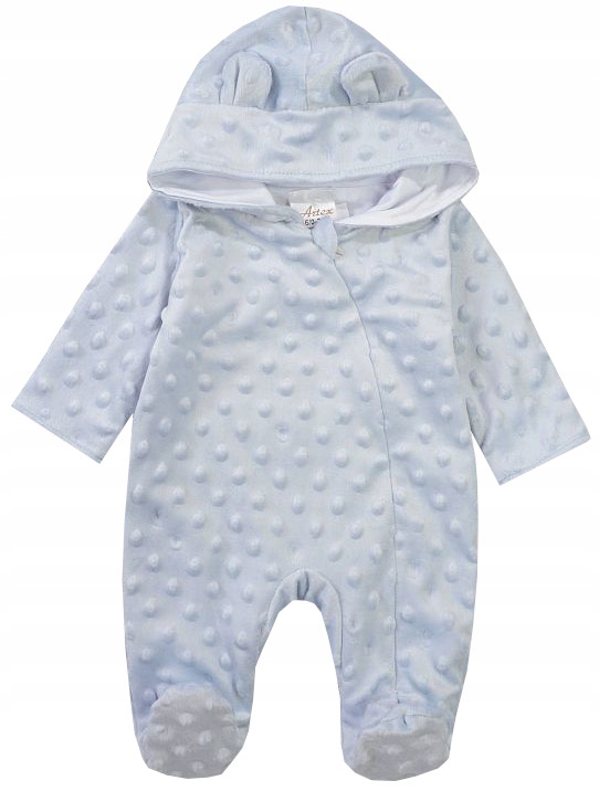 KOMBINEZON PAJAC BAWEŁNA MINKY błękitno-szary 80 L147B Rozmiar (new) 80 (75 - 80 cm)