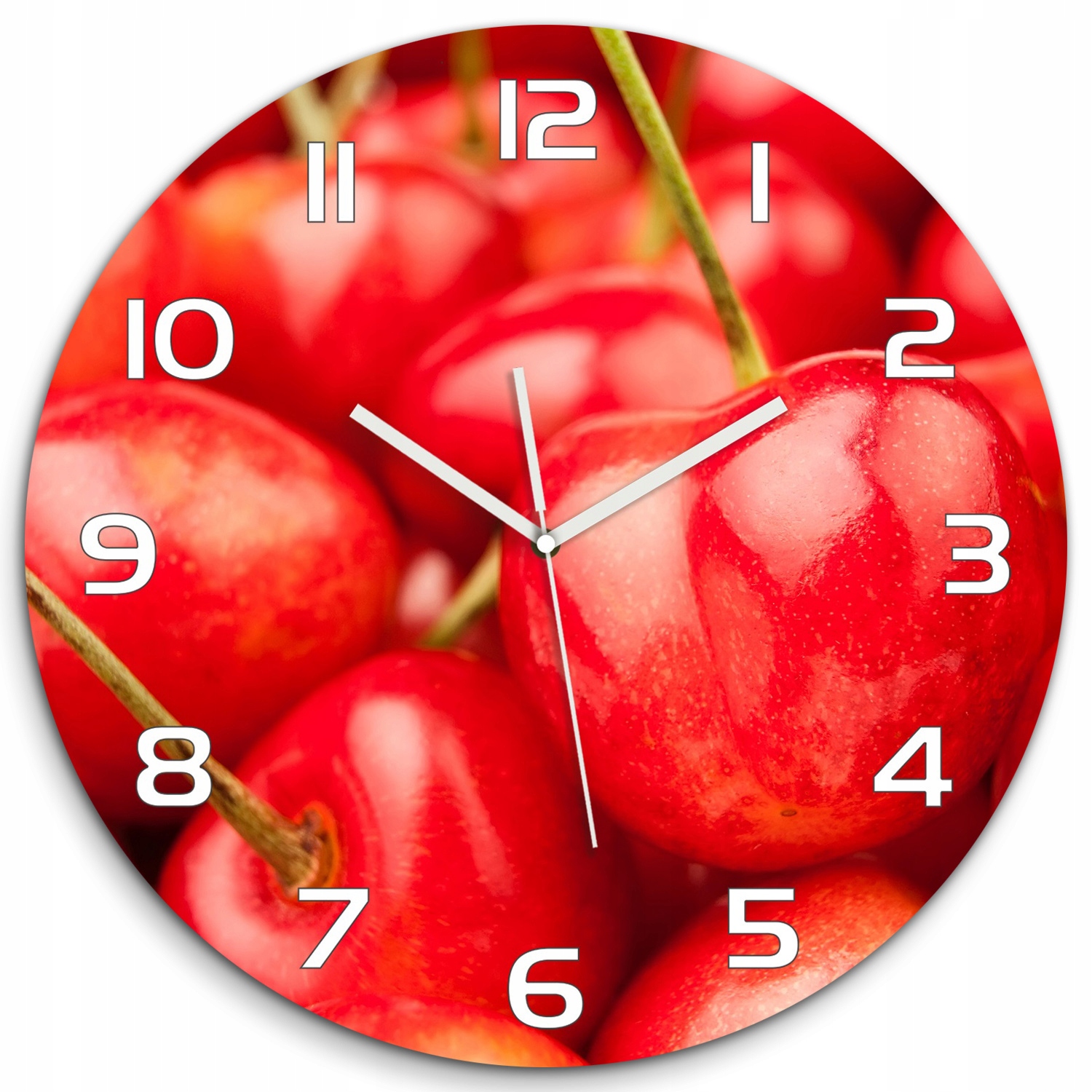 

Duży okrągły szklany zegar ścienny Wiśnia fi 60 cm