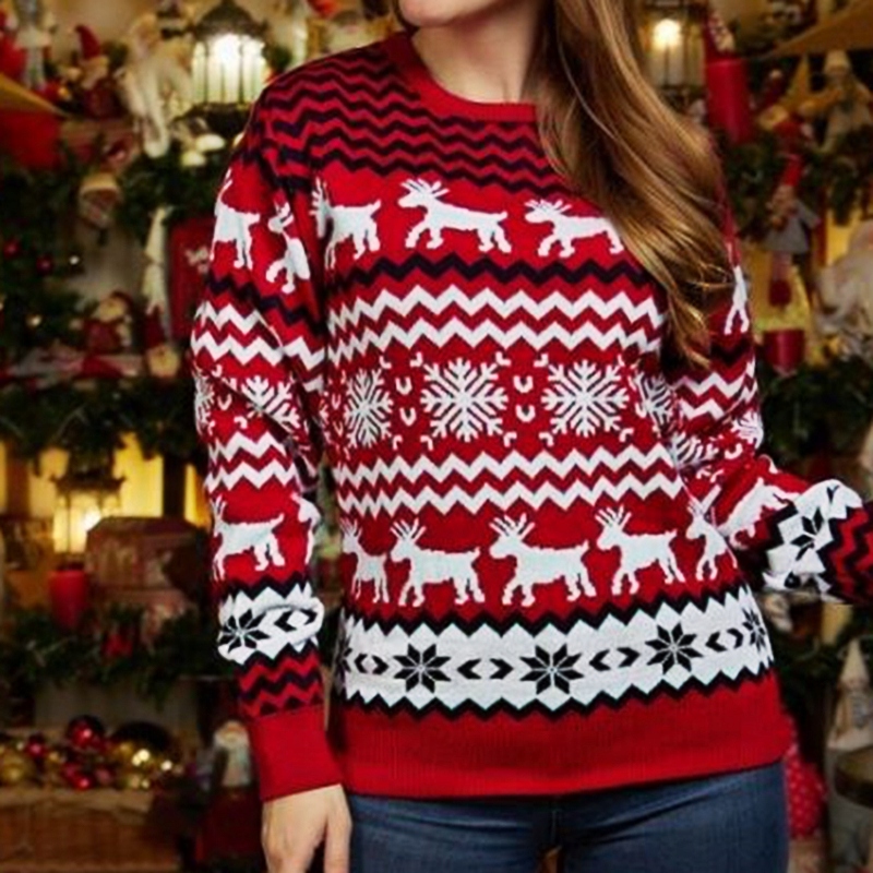 SWETER ŚWIĄTECZNY CIEPŁY DAMSKI RÓŻNE MODELE ZIMA Dekolt okrągły