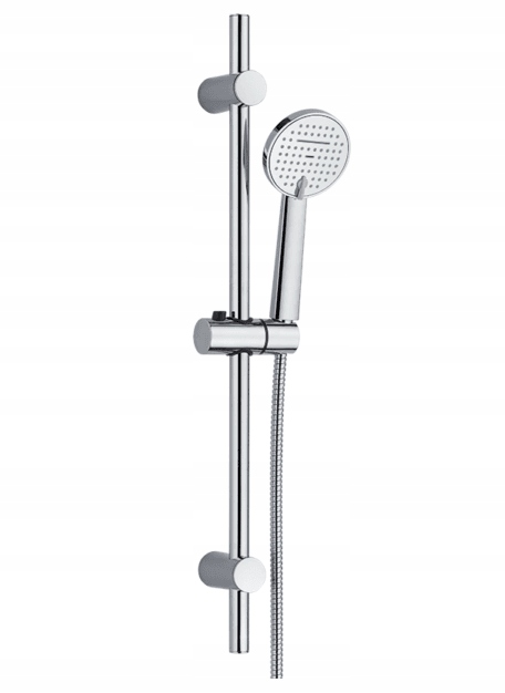 Sprchový set s chromovou tyčí na omítku, kulatý