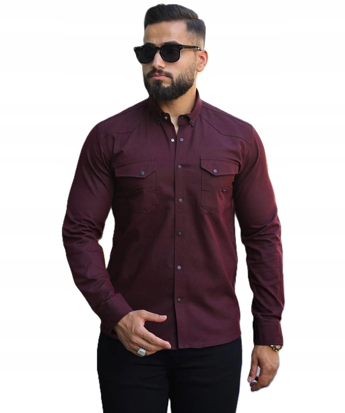 Pánská džínová košile v barvě lilku, bavlněná Druky ErnestoMe 4XL