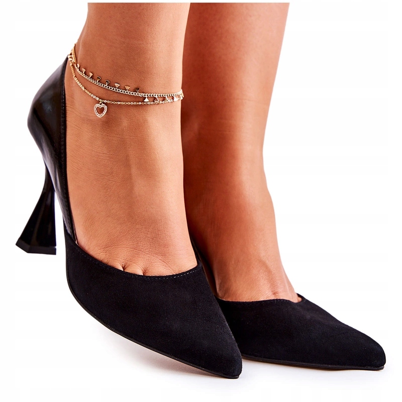 Módní Kožené Lodičky S Černou Špičkou 35