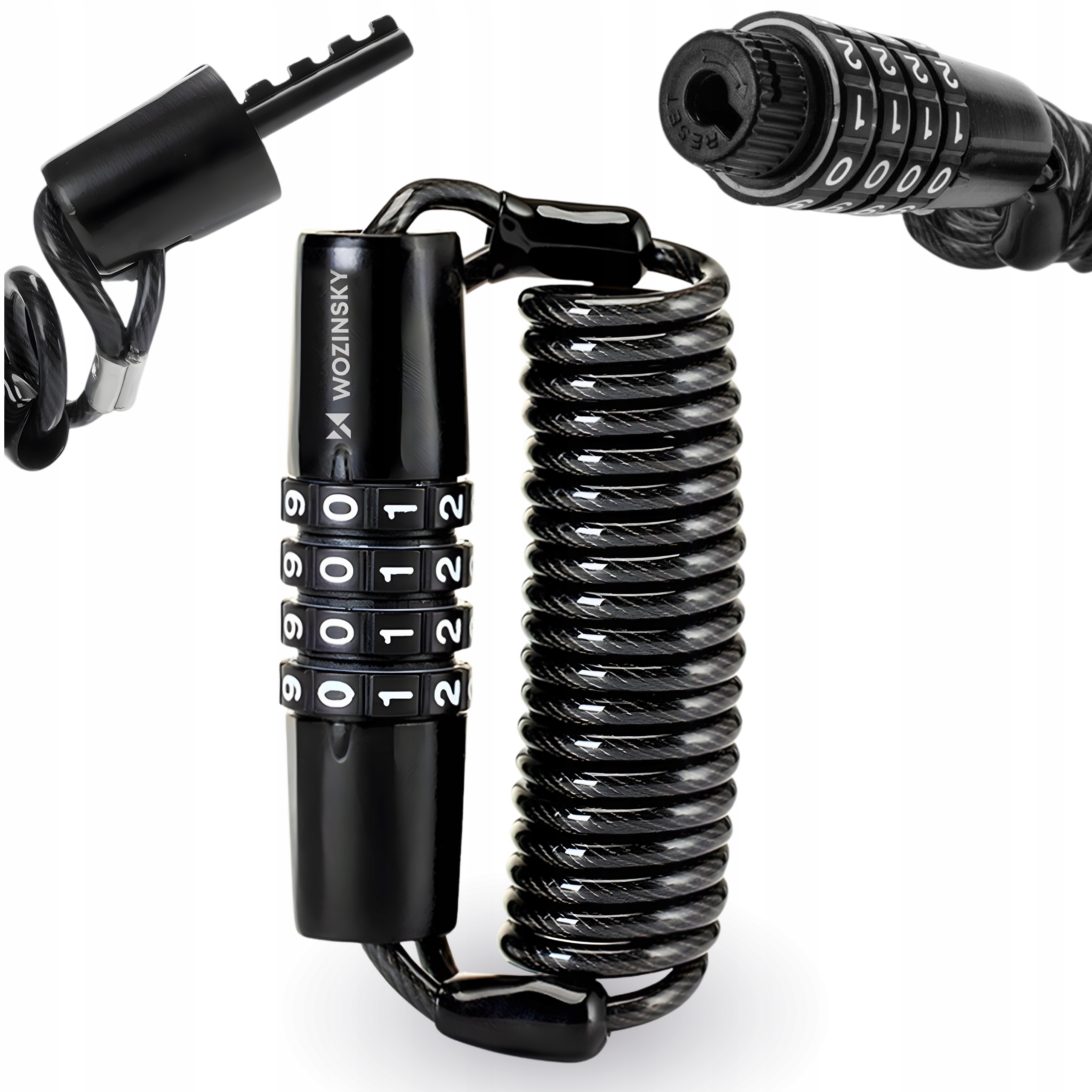 ZAPIĘCIE ROWEROWE NA SZYFR ZAMEK BLOKADA DO ROWERU KASKU LINKA STALOWA 1,5m