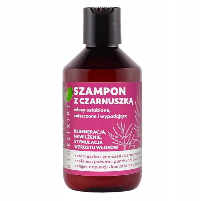 SZAMPON DO WŁOSÓW ZNISZCZONCYH WYPADAJĄCYCH Z CZARNUSZKĄ BIOELIXIRE 300ML