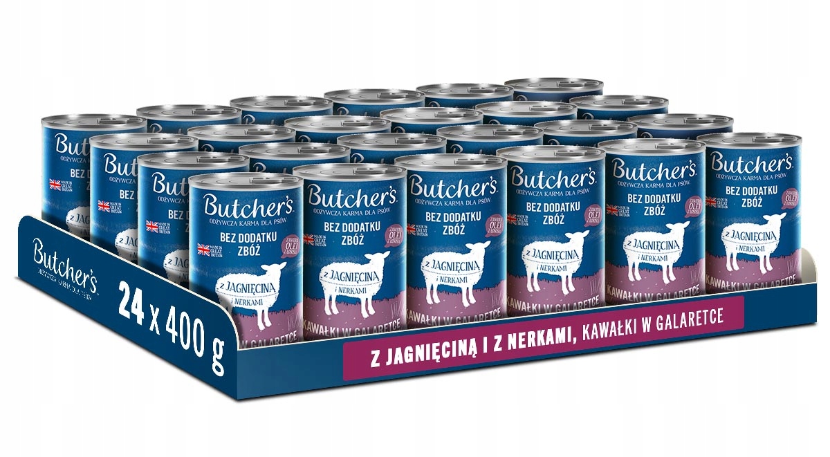 Mokra karma dla psa Butchers Original jagnięcina galaretka 24x400g