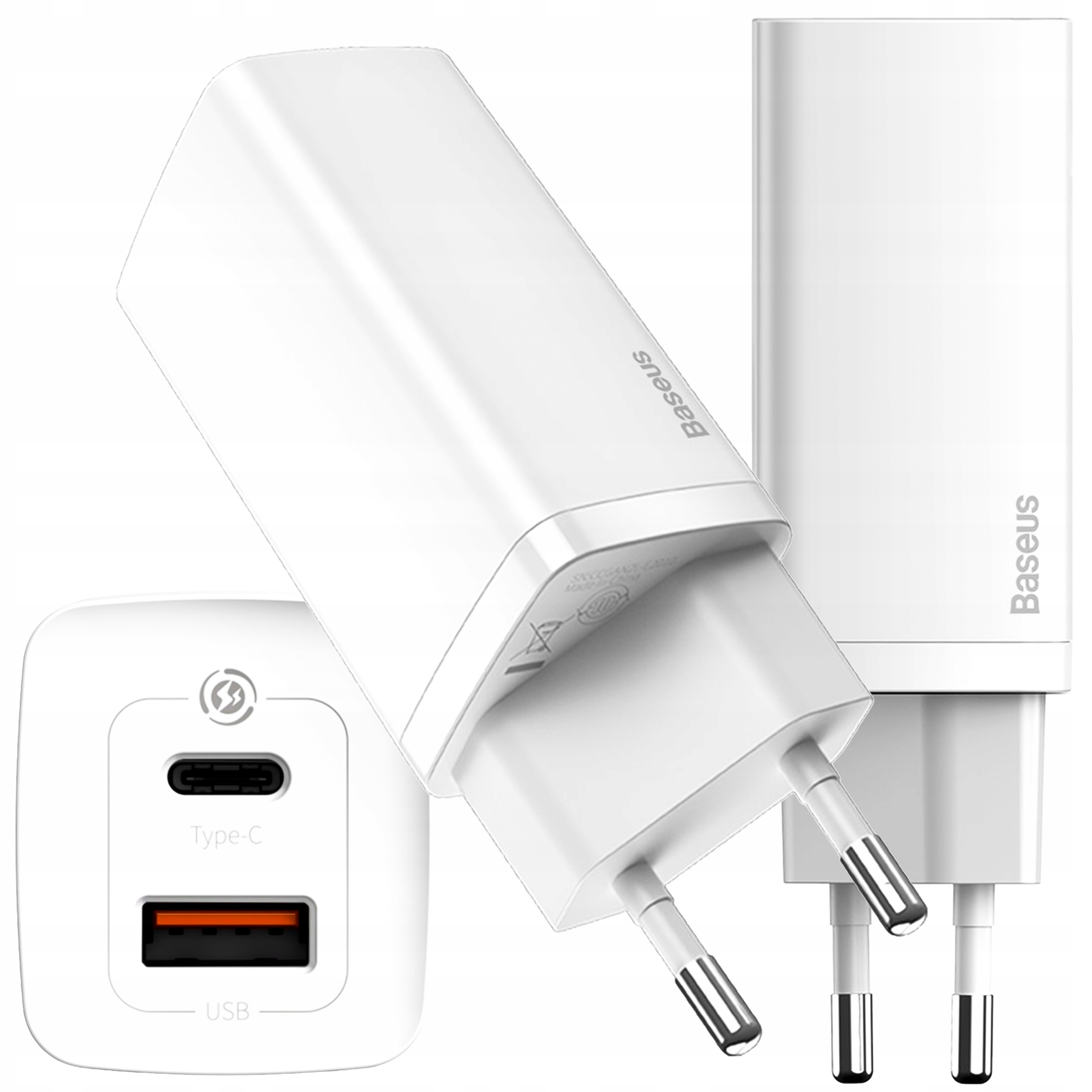 Ładowarka Baseus Usb-c Usb 65W GaN Mocna Szybkie Ładowanie Telefonu Pd Qc