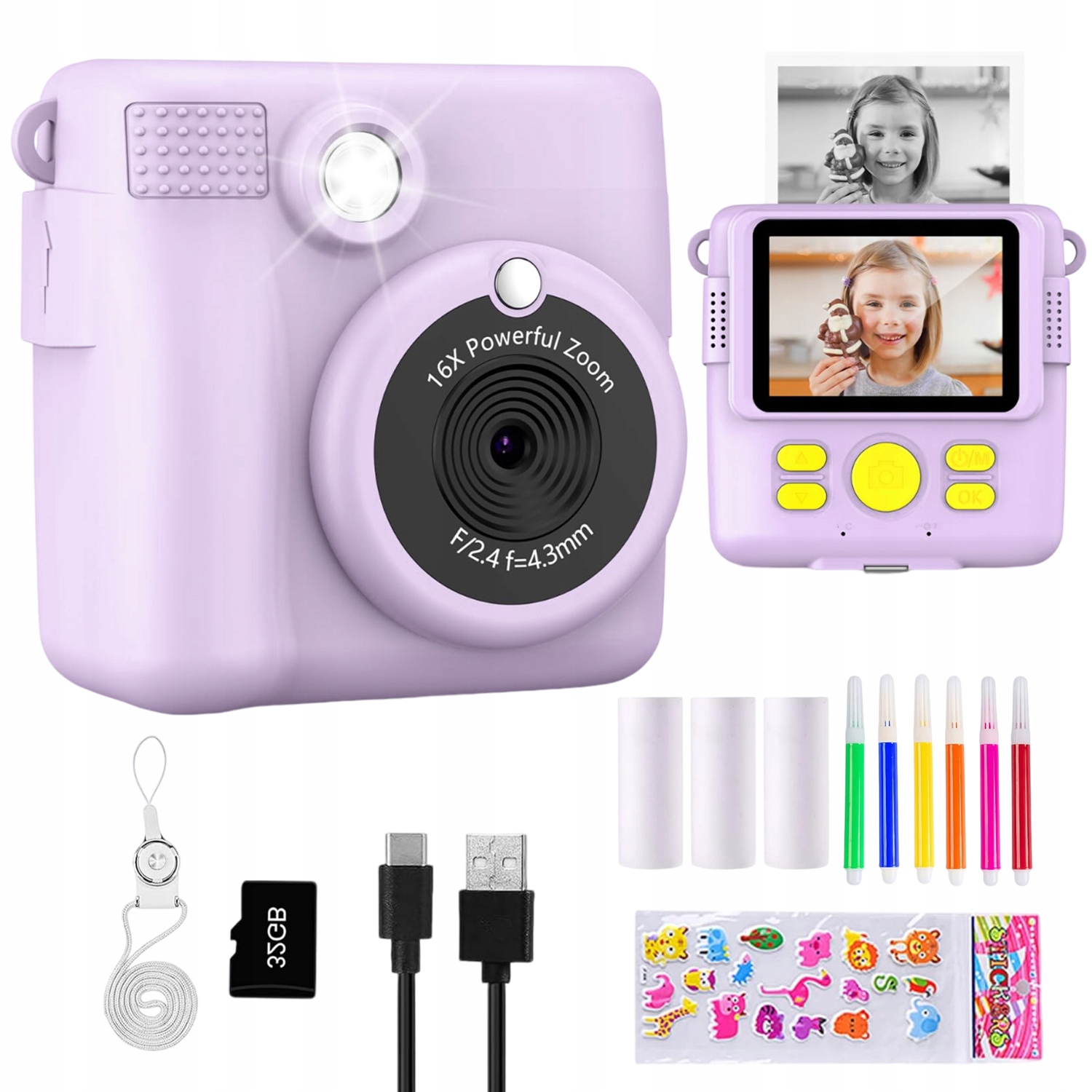Instantní Fotoaparát Pro Děti Mini Tiskárna 3 Role Samolepky