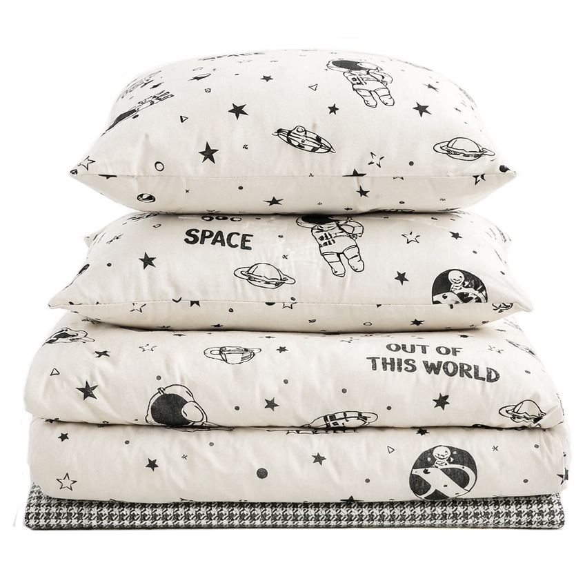 Pościel bawełniana 160x200 dziecięca naturalna bawełna młodzieżowa kosmos