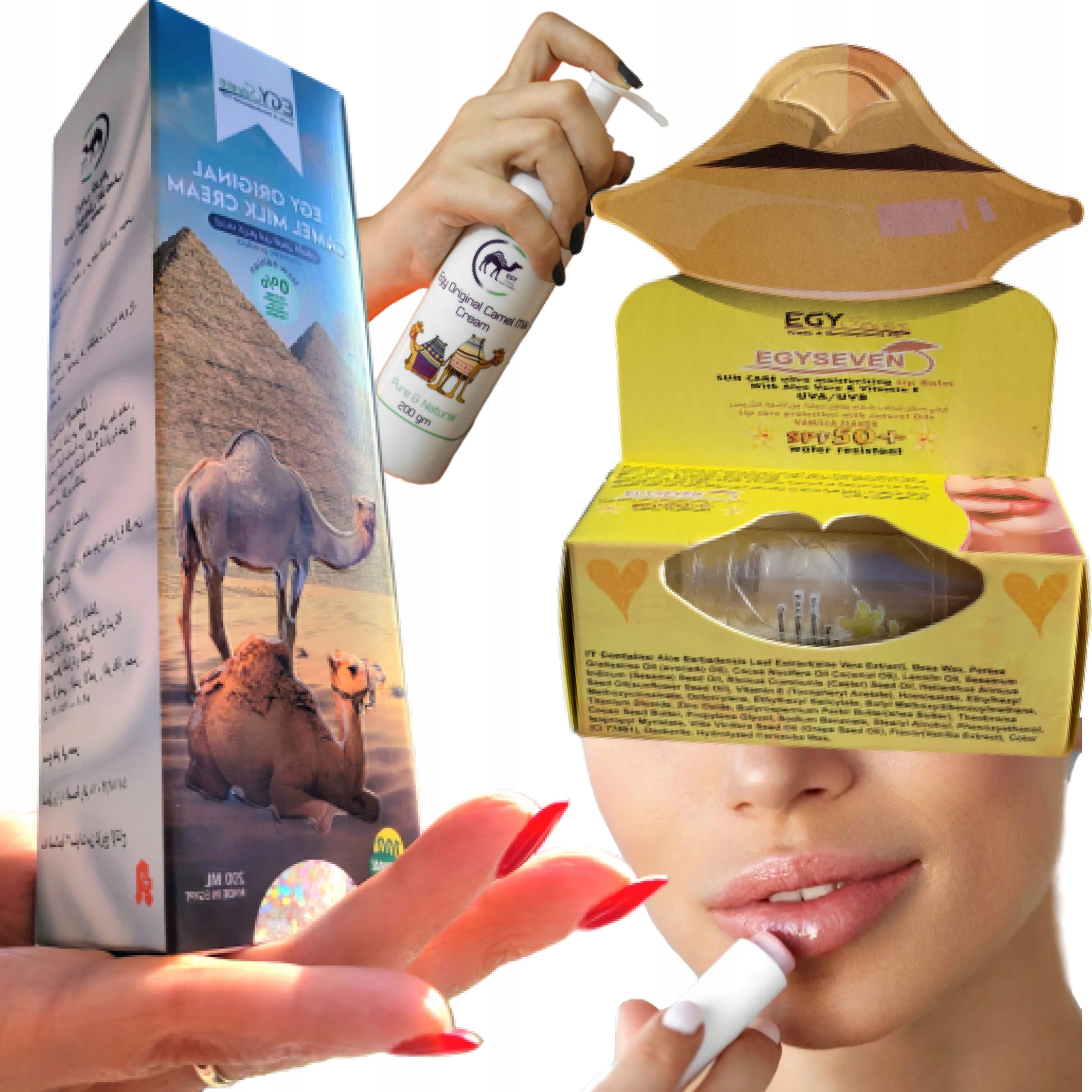 KREM DO CIAŁA TWARZY MLEKO WIELBŁĄDA + POMADKA OCHRONNA SPF 50 GRATIS EGIPT