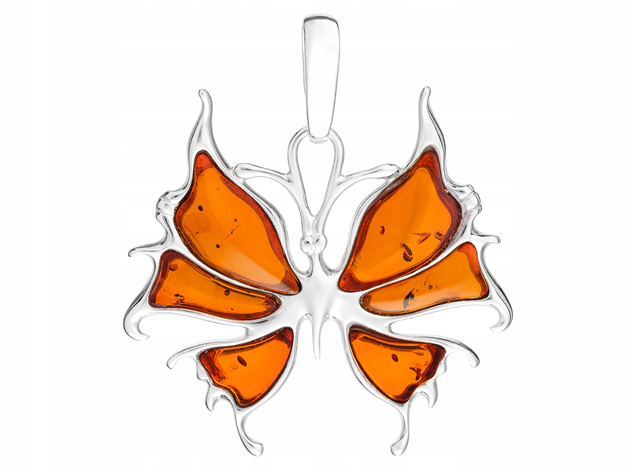 Stříbrný Přívěsek Motýl s jantarem Dámský přívěsek Stříbrný motýlek 925