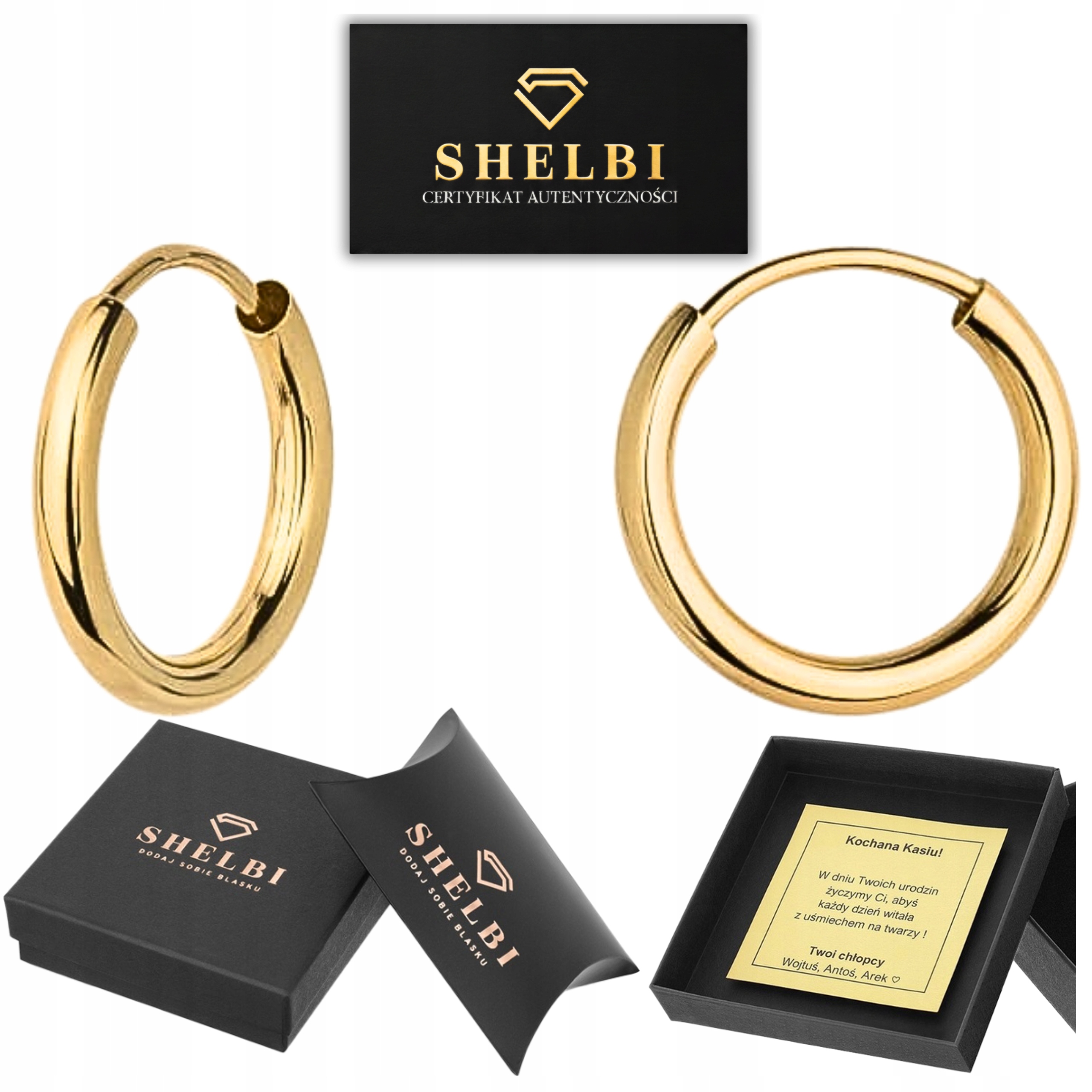 Kolczyki złote Kółka 2,5 CM Kółeczka Złoto 333 proste damskie klasyczne 8K