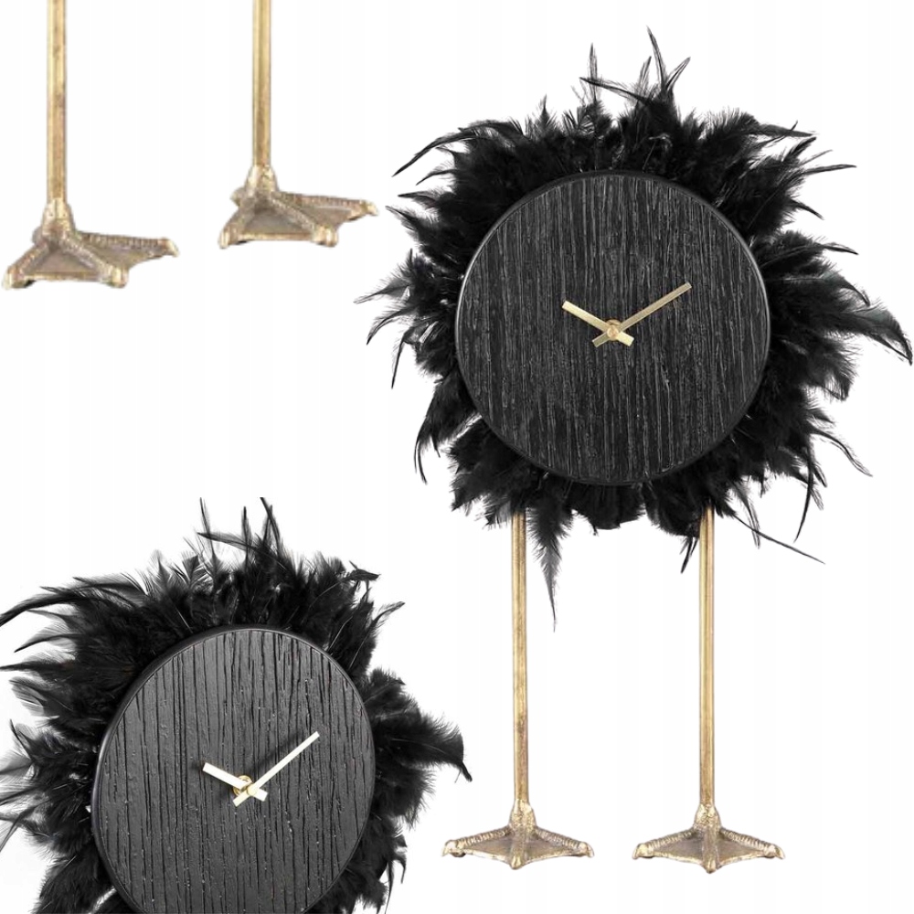 Moderní Dekorativní Stojací Hodiny Dekorativní Kovové Elegantní Peří 52 cm