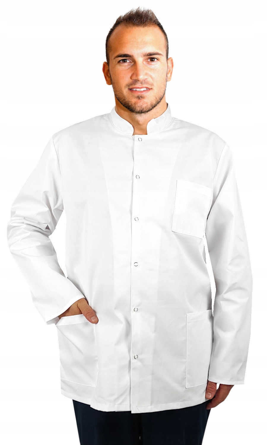 

Bluza medyczna męska ze stójką biały fartuch r.50